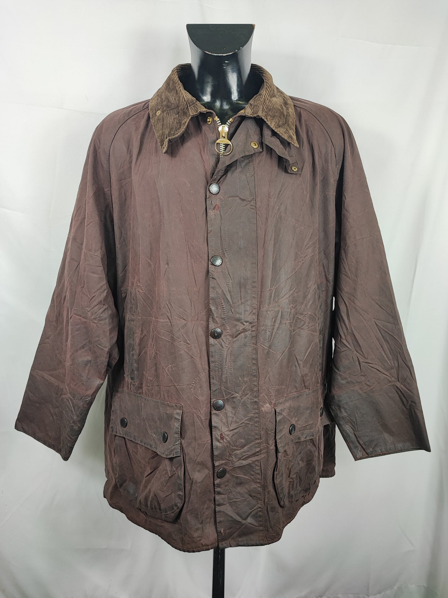 Barbour Giacca Beaufort vintage marrone C52/132 cm Man Brown Wax Beaufort jacket size XXXL