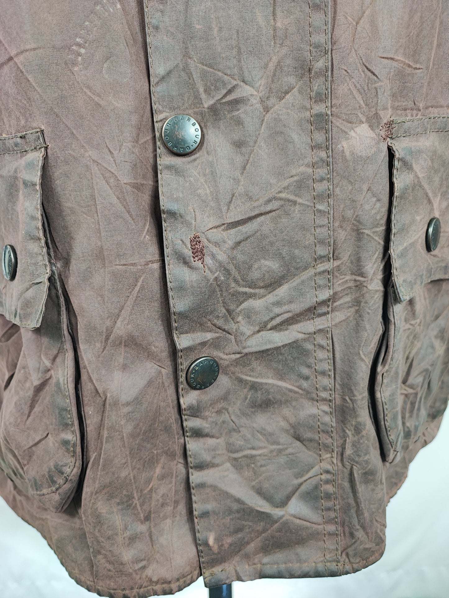 Barbour Giacca Beaufort vintage marrone C52/132 cm Man Brown Wax Beaufort jacket size XXXL