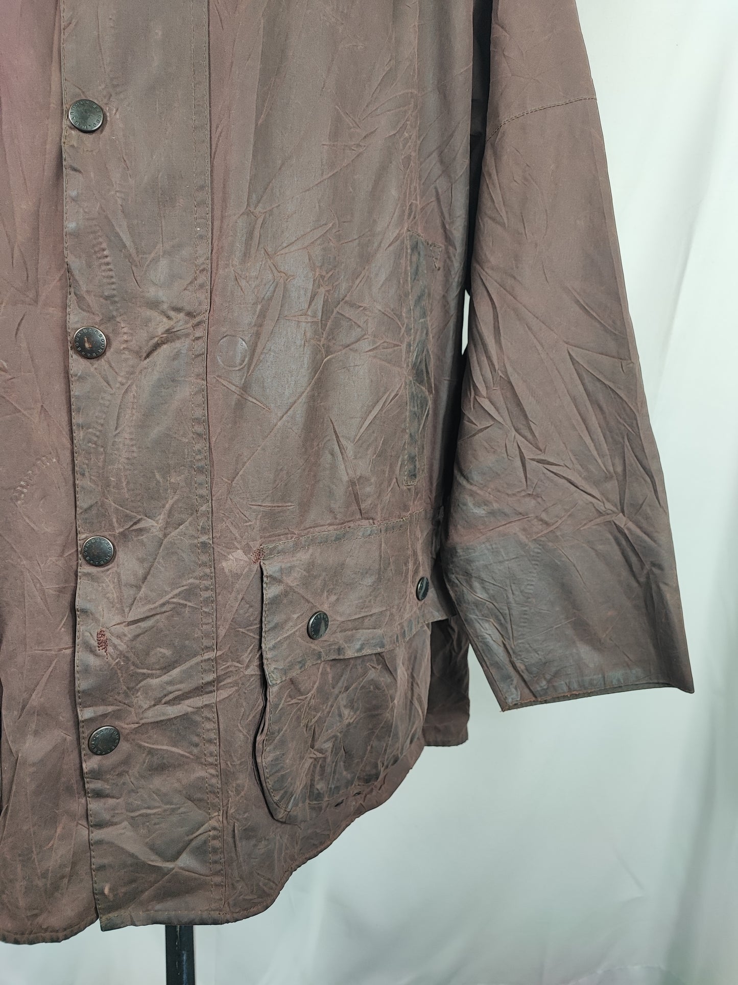 Barbour Giacca Beaufort vintage marrone C52/132 cm Man Brown Wax Beaufort jacket size XXXL