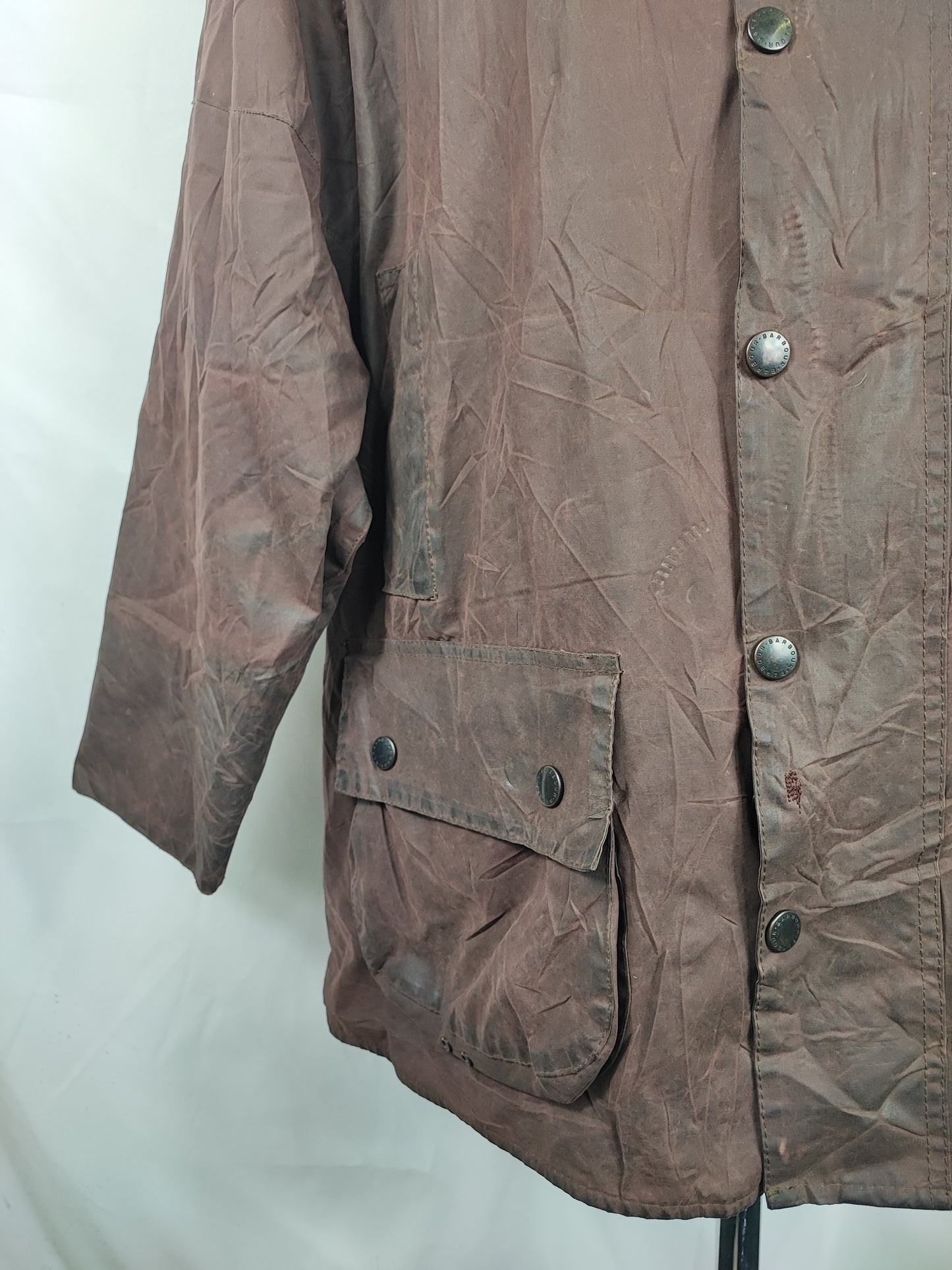 Barbour Giacca Beaufort vintage marrone C52/132 cm Man Brown Wax Beaufort jacket size XXXL