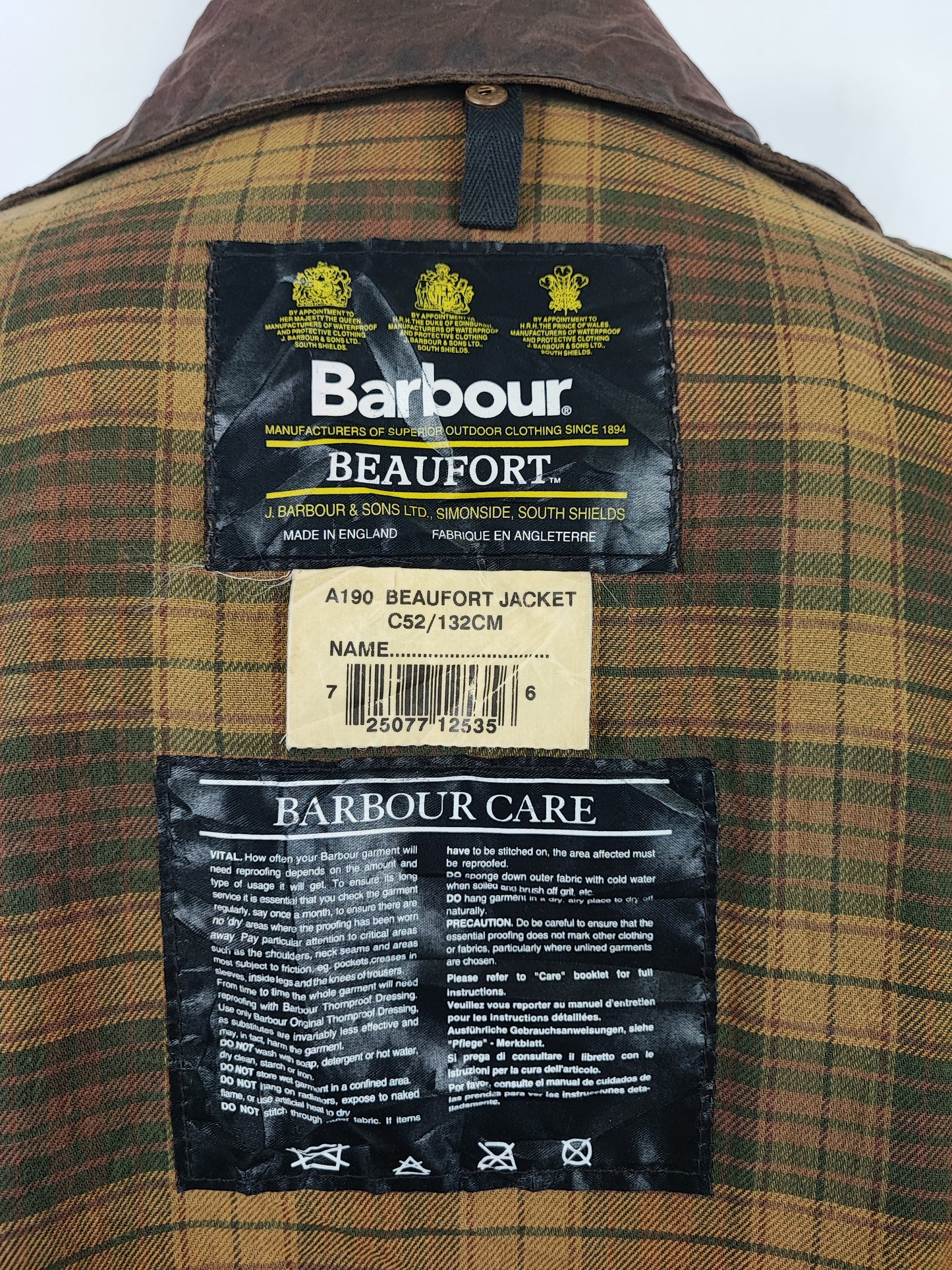 Barbour Giacca Beaufort vintage marrone C52/132 cm Man Brown Wax Beaufort jacket size XXXL