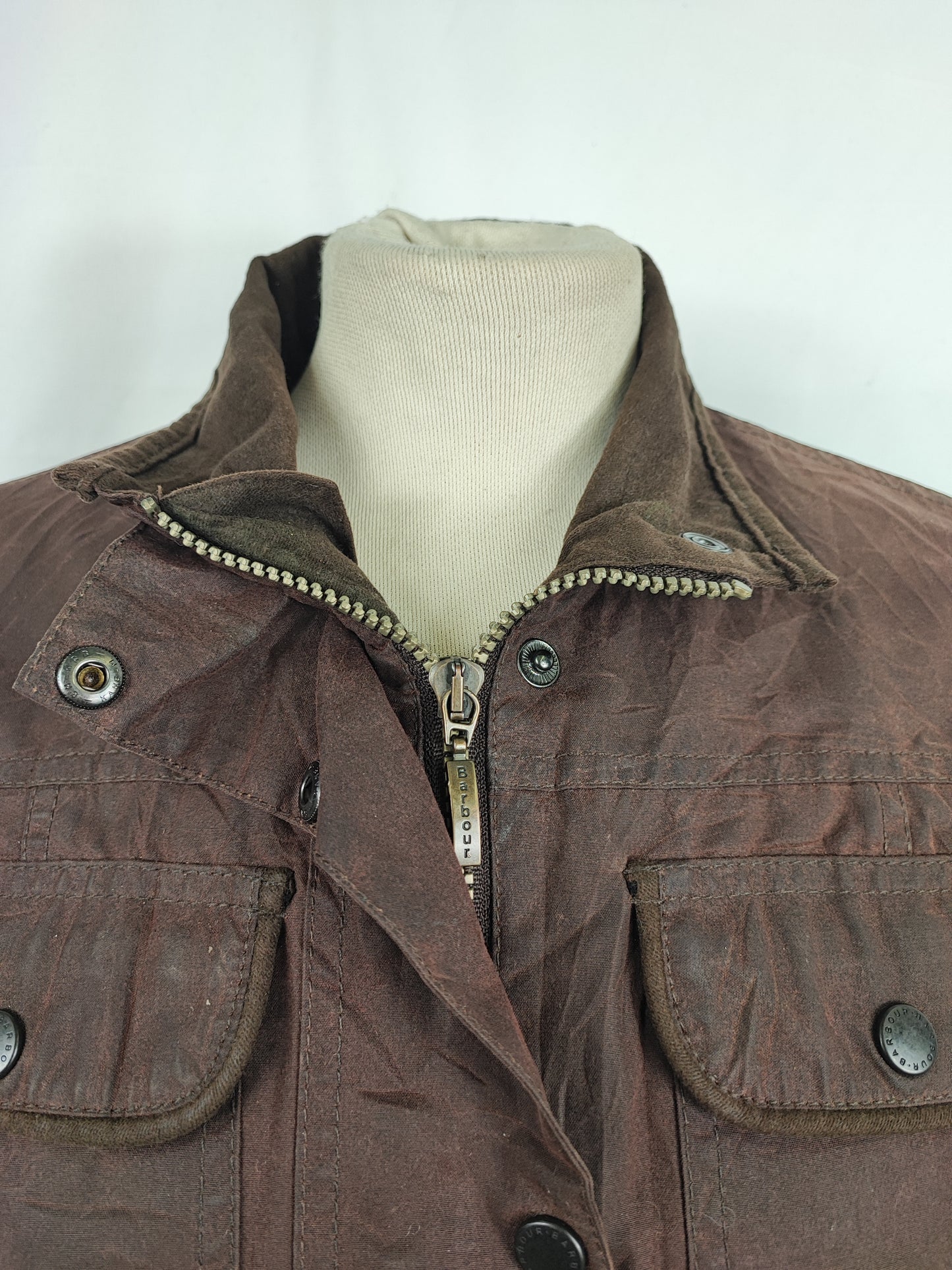 Barbour Giacca corta marrone donna Utility Medium 42 Lady Brown Utility wax Jacket uk12