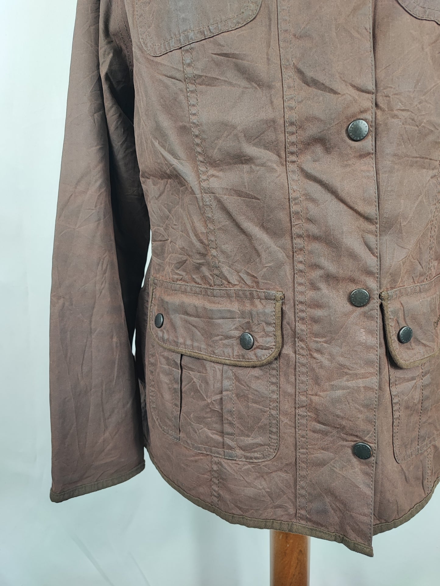 Barbour Giacca corta marrone donna Utility Medium 42 Lady Brown Utility wax Jacket uk12