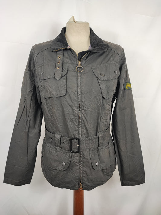 Giacca Barbour International corta da donna nero UK14 -Black Wax lady jacket size UK14