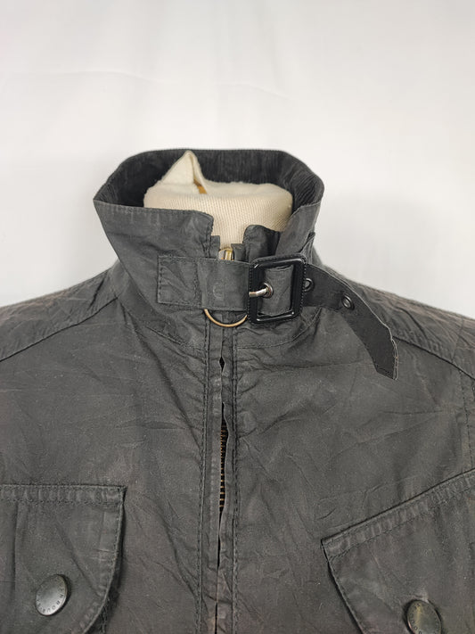 Giacca Barbour International corta da donna nero UK14 -Black Wax lady jacket size UK14