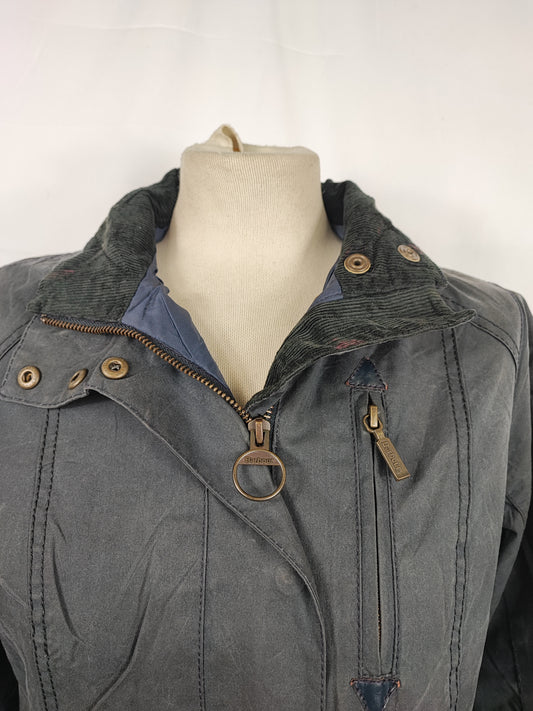 Giacca Barbour donna Badminton blu cerata UK8 Xsmall Navy wax Lady jacket Xsmall size Uk8