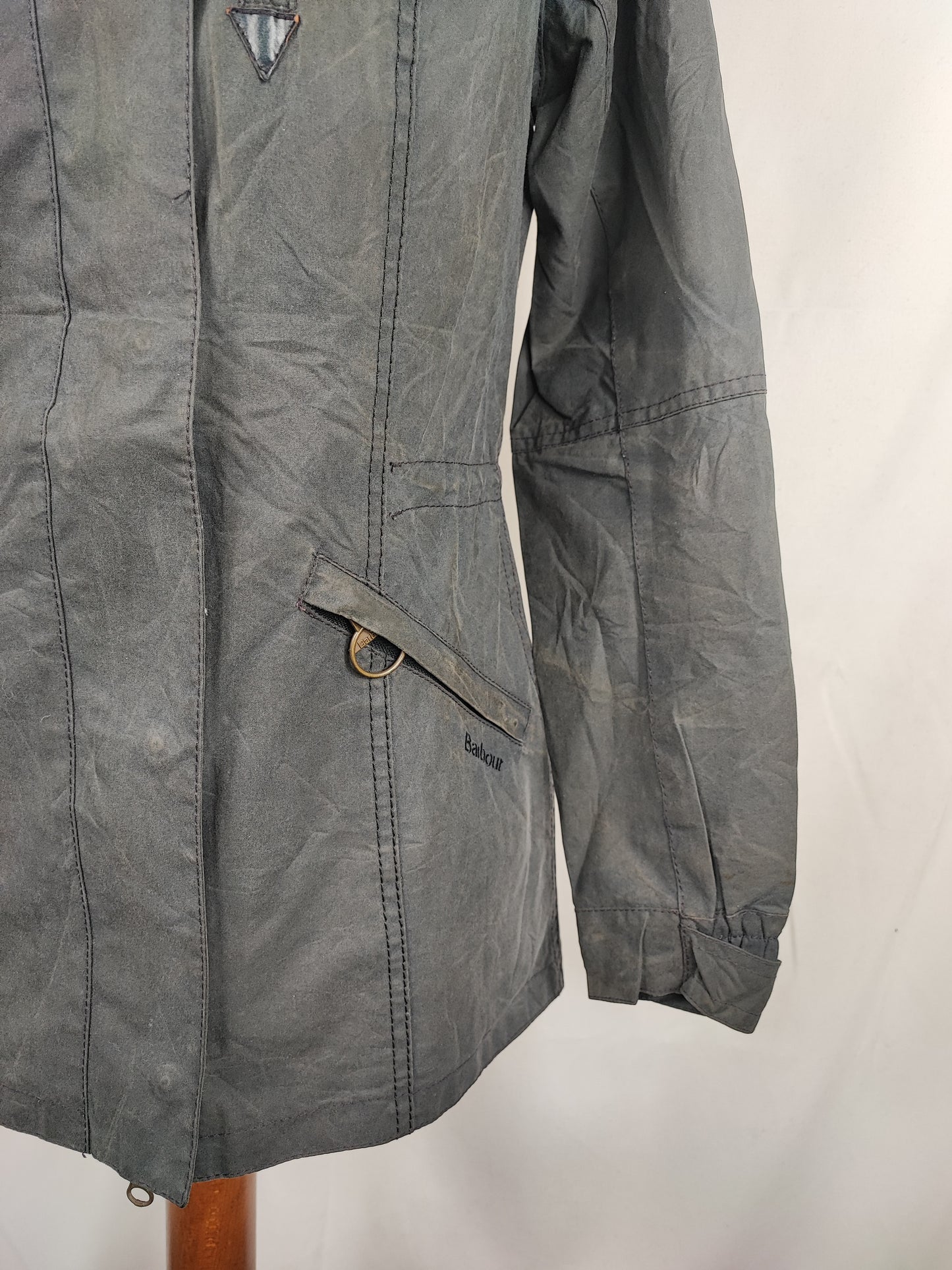 Giacca Barbour donna Badminton blu cerata UK8 Xsmall Navy wax Lady jacket Xsmall size Uk8