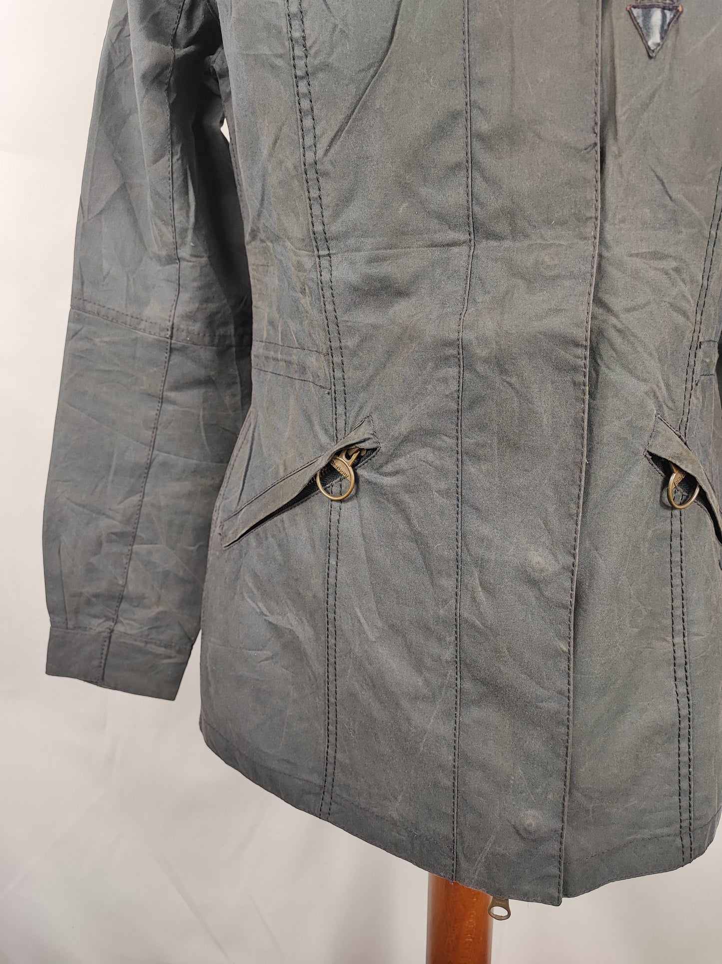 Giacca Barbour donna Badminton blu cerata UK8 Xsmall Navy wax Lady jacket Xsmall size Uk8
