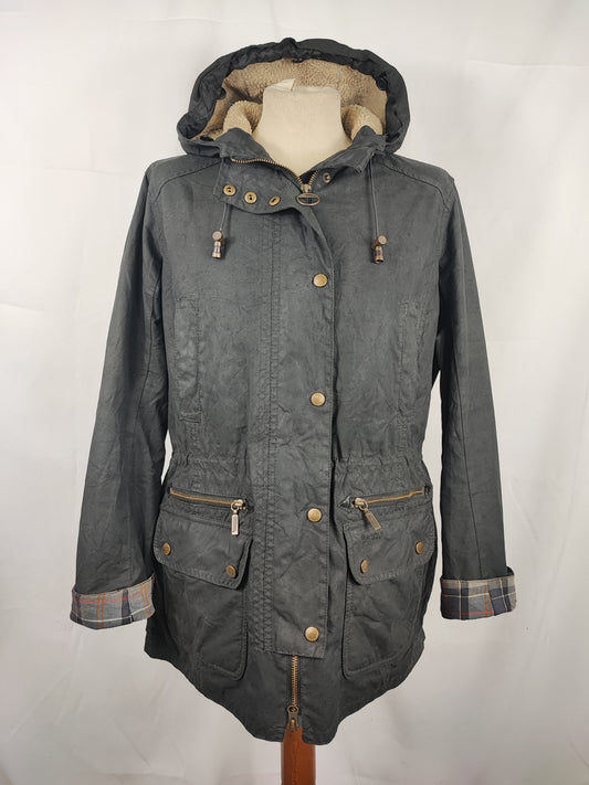 Giacca Barbour donna nero cerata e imbottita Uk12 tg. 42 Medium Kelsall Black Wax jacket size uk12