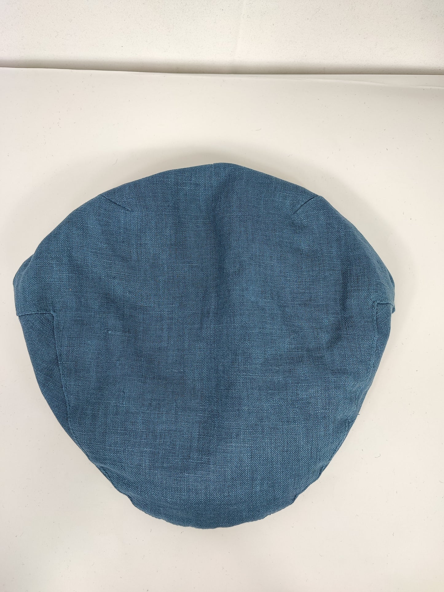 Coppola nuova inglese liscia in Lino blu jeans - New English Denim blue Linen Flat Cap