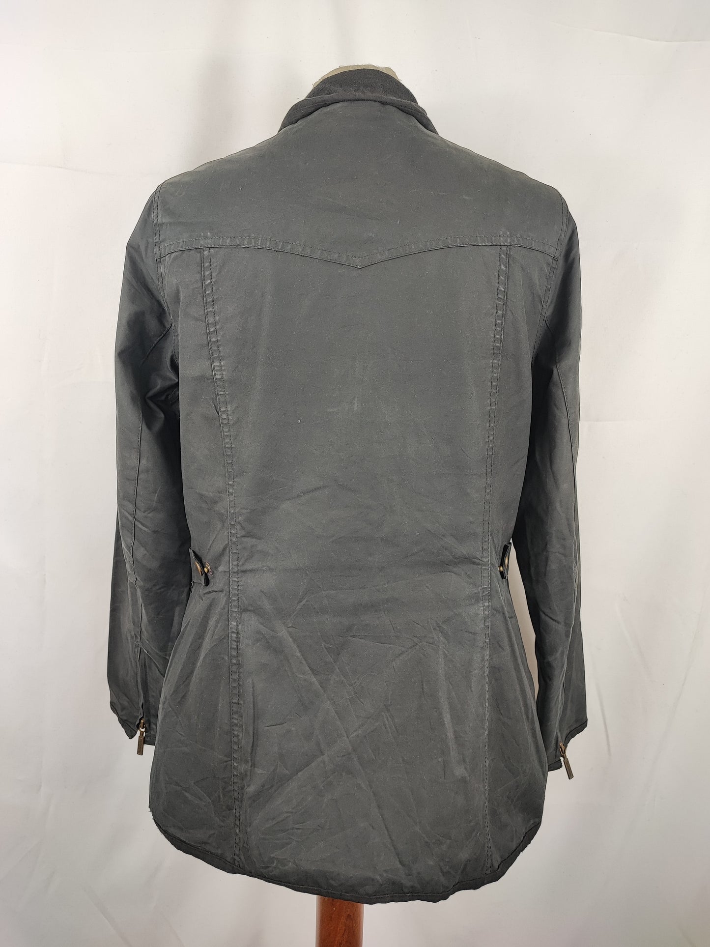 Barbour Giacca corta nera donna Tg. 42 Morris Black Wax Utility Jacket Size UK12 Medium