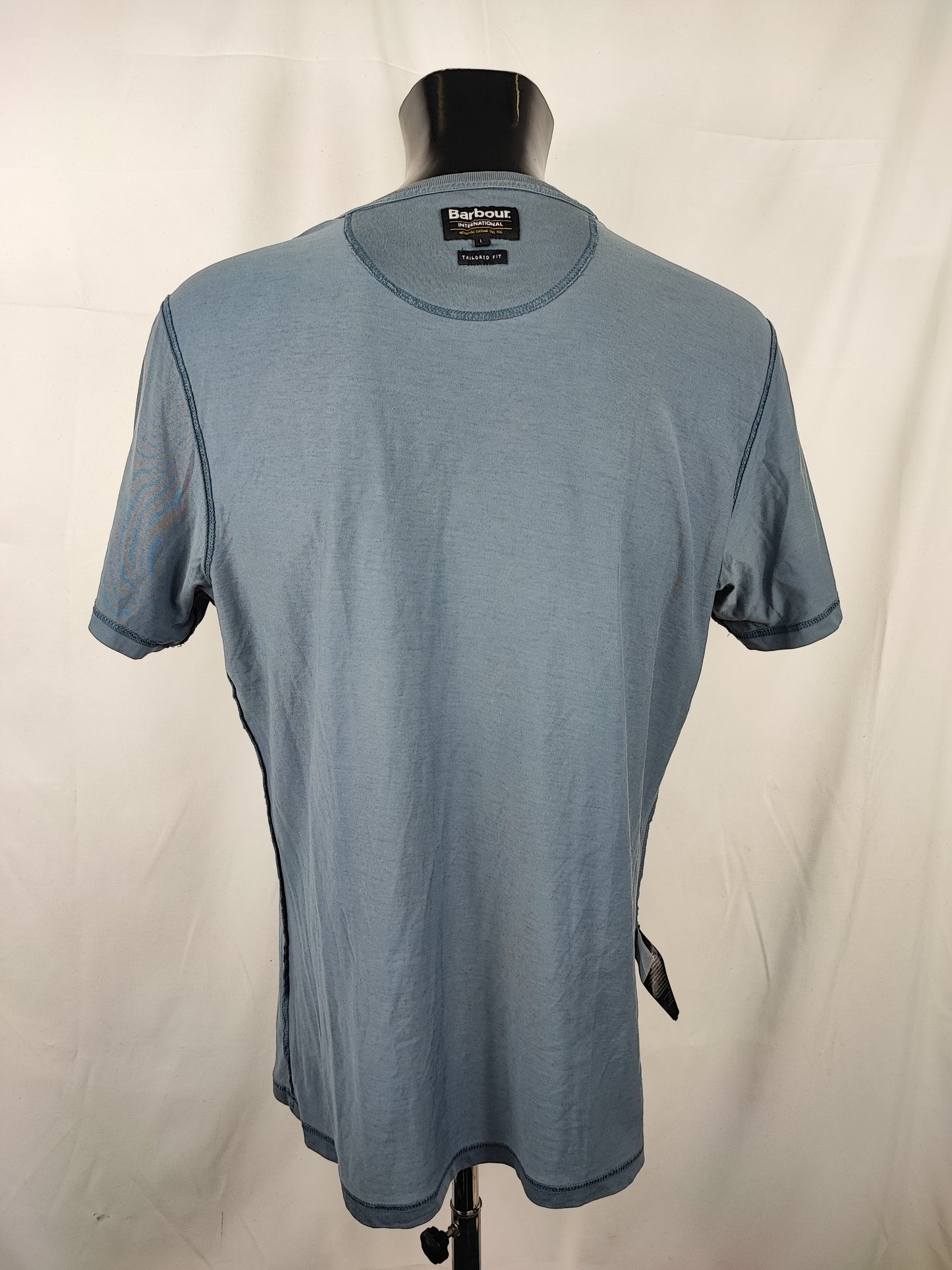 T-shirt Barbour Steve Mc Queen blu da uomo in cotone taglia Large