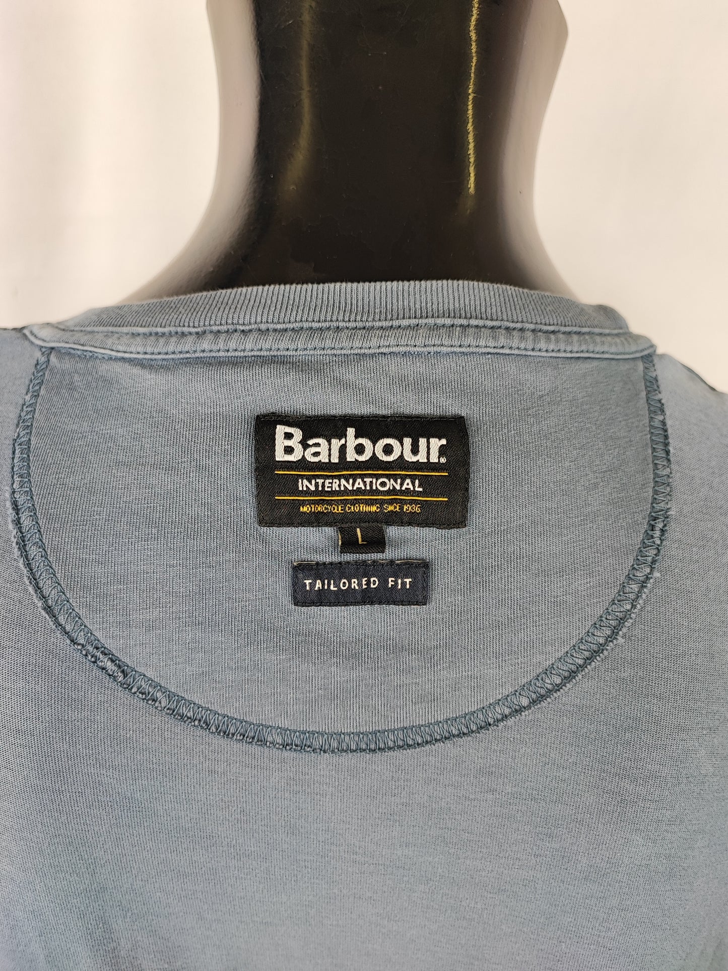T-shirt Barbour Steve Mc Queen blu da uomo in cotone taglia Large