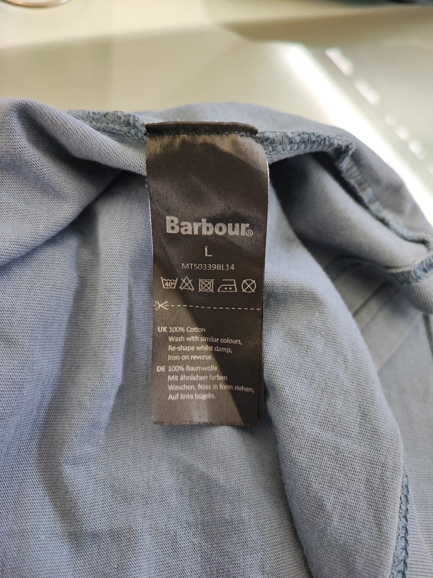 T-shirt Barbour Steve Mc Queen blu da uomo in cotone taglia Large