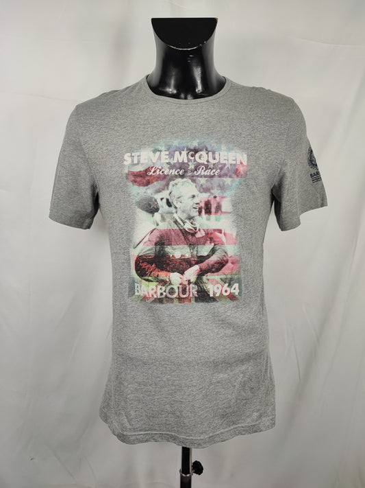 T-shirt Barbour Steve Mc Queen grigia da uomo in cotone taglia Medium