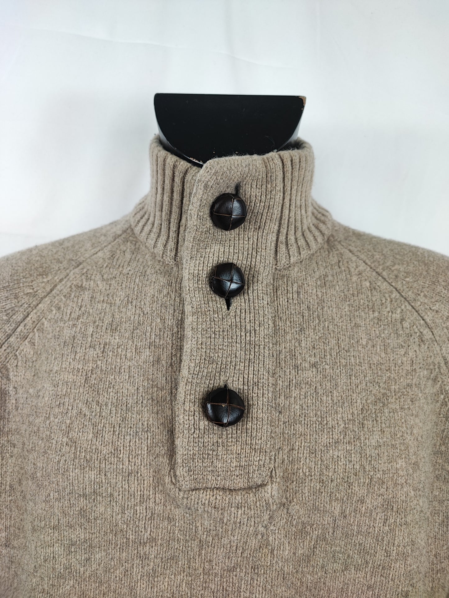 Maglione Barbour Beige in lana Large - Essential Chunky Half Botton Jumper Beige Size L