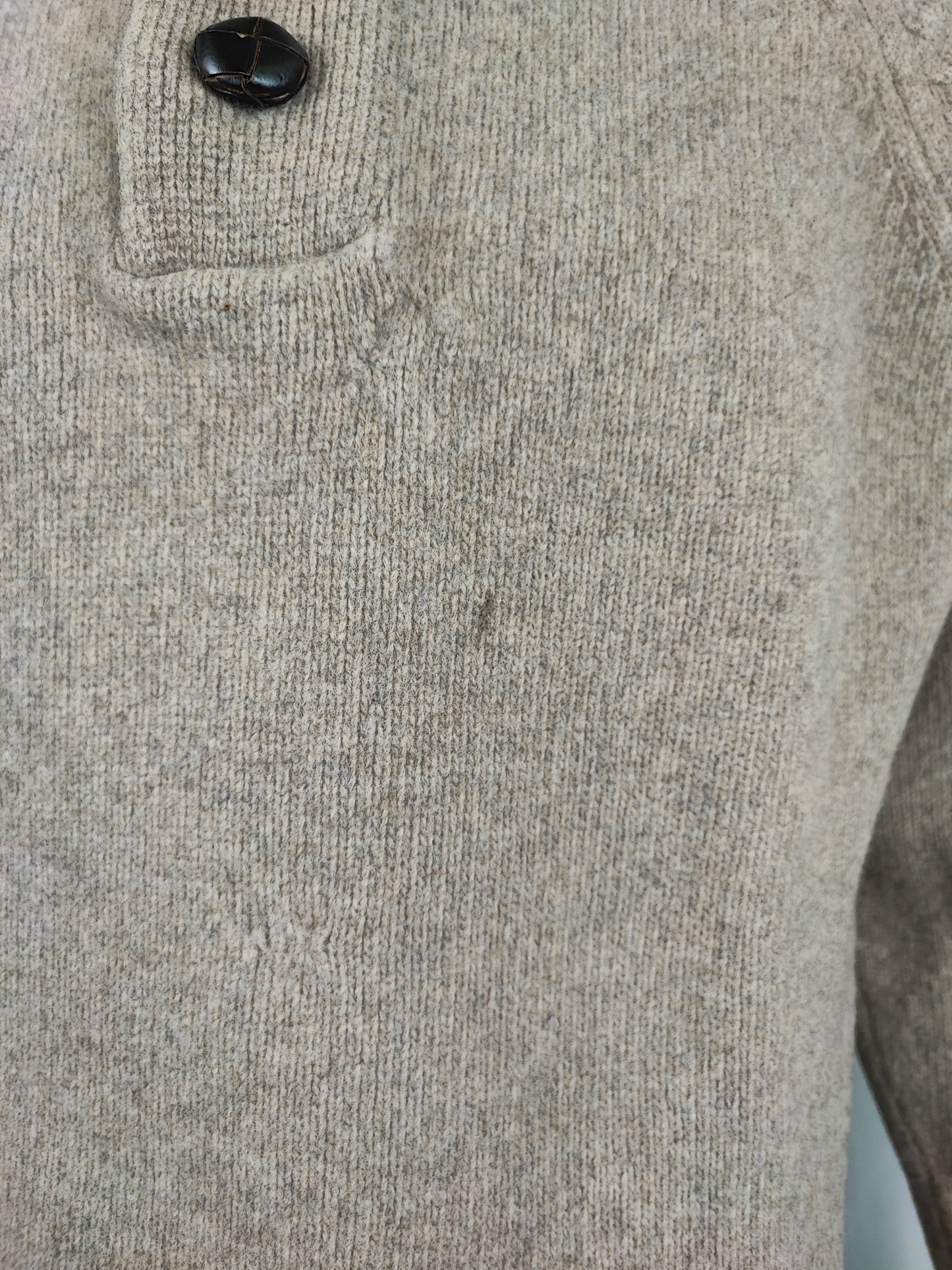 Maglione Barbour Beige in lana Large - Essential Chunky Half Botton Jumper Beige Size L