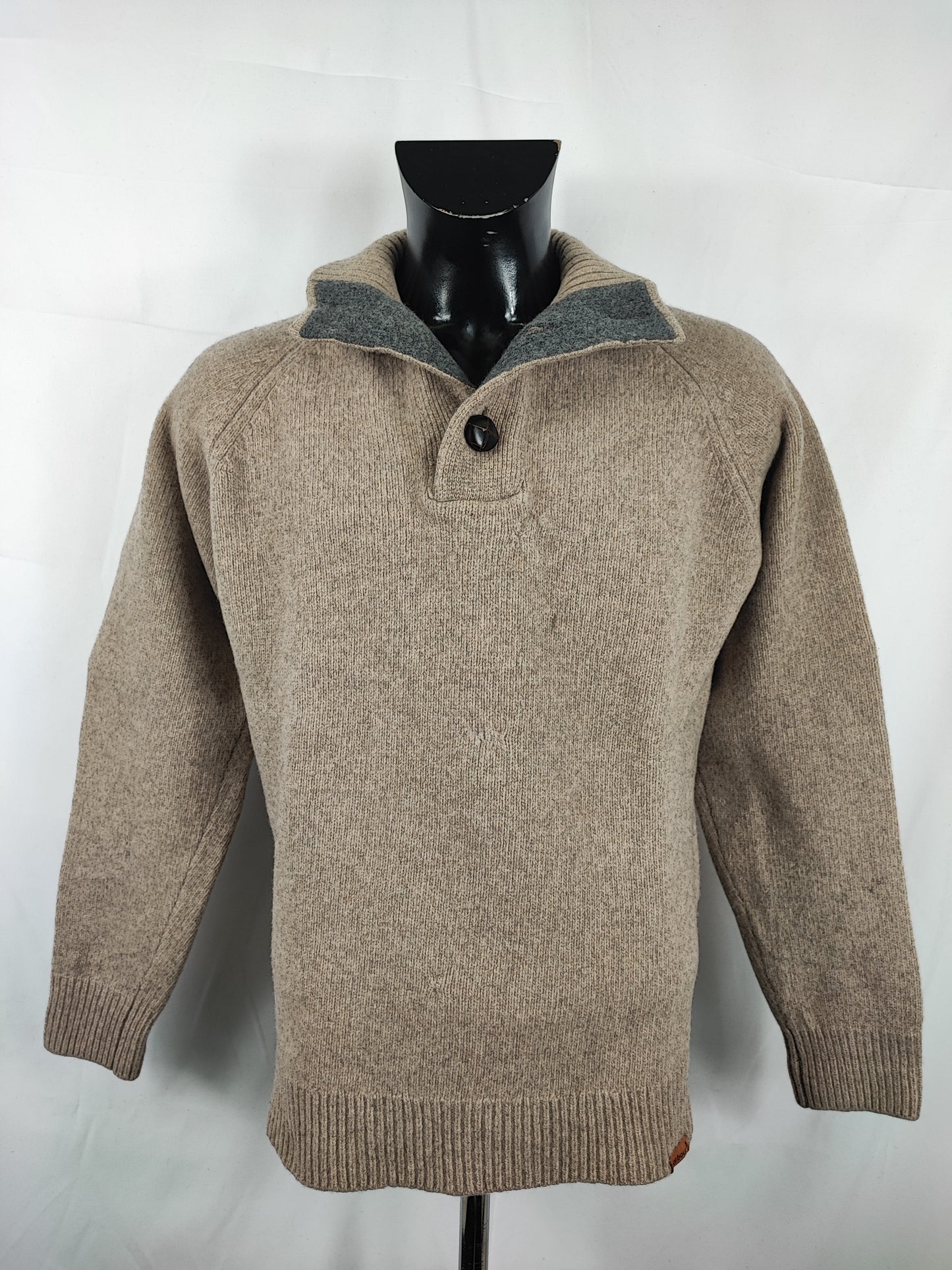 Maglione Barbour Beige in lana Large - Essential Chunky Half Botton Jumper Beige Size L