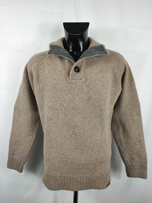 Maglione Barbour Beige in lana  Large - Essential Chunky Half Botton Jumper Beige Size L