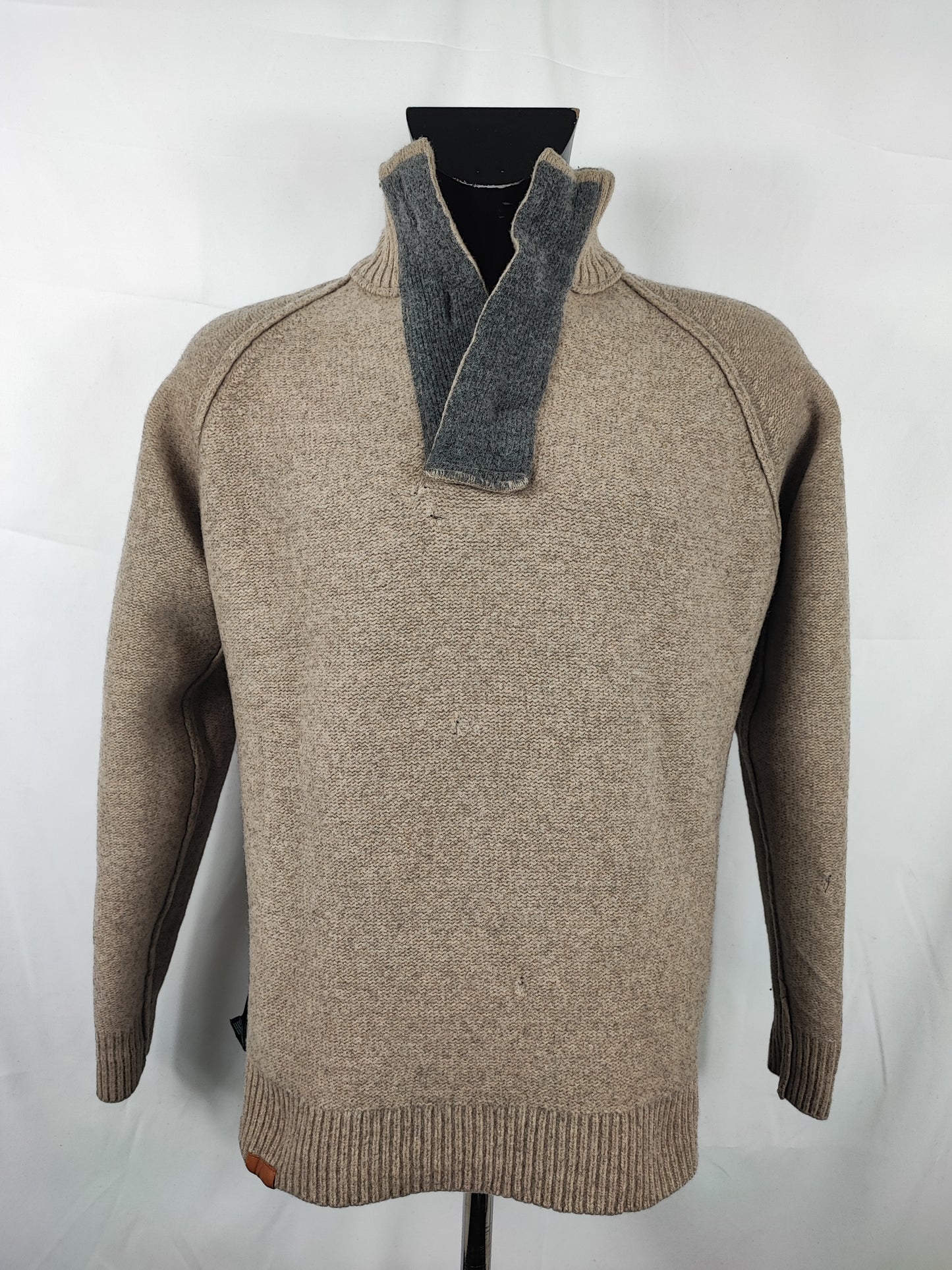 Maglione Barbour Beige in lana Large - Essential Chunky Half Botton Jumper Beige Size L