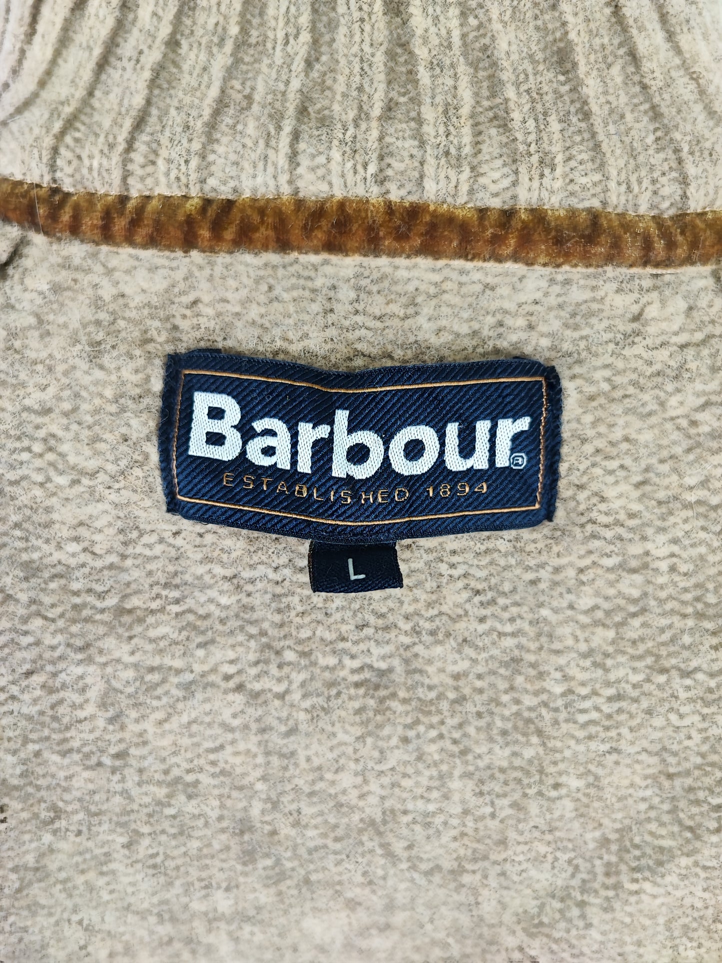 Maglione Barbour Beige in lana Large - Essential Chunky Half Botton Jumper Beige Size L