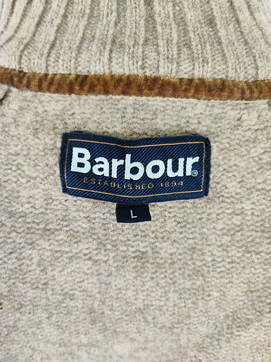 Maglione Barbour Beige in lana  Large - Essential Chunky Half Botton Jumper Beige Size L