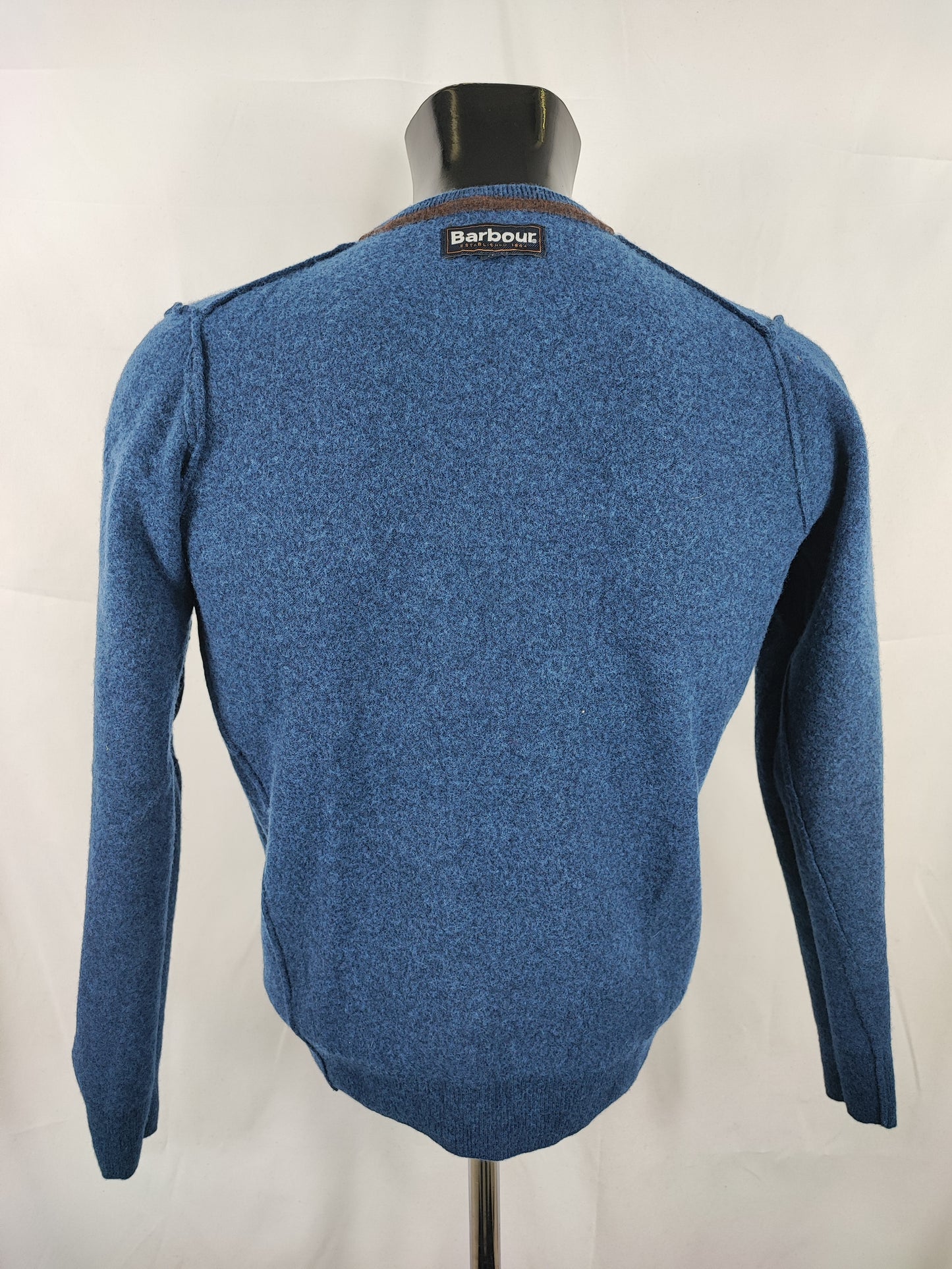 Maglione Barbour Blu In lana Medium - Lambswool Blue Crew Neck Jumper Size Medium