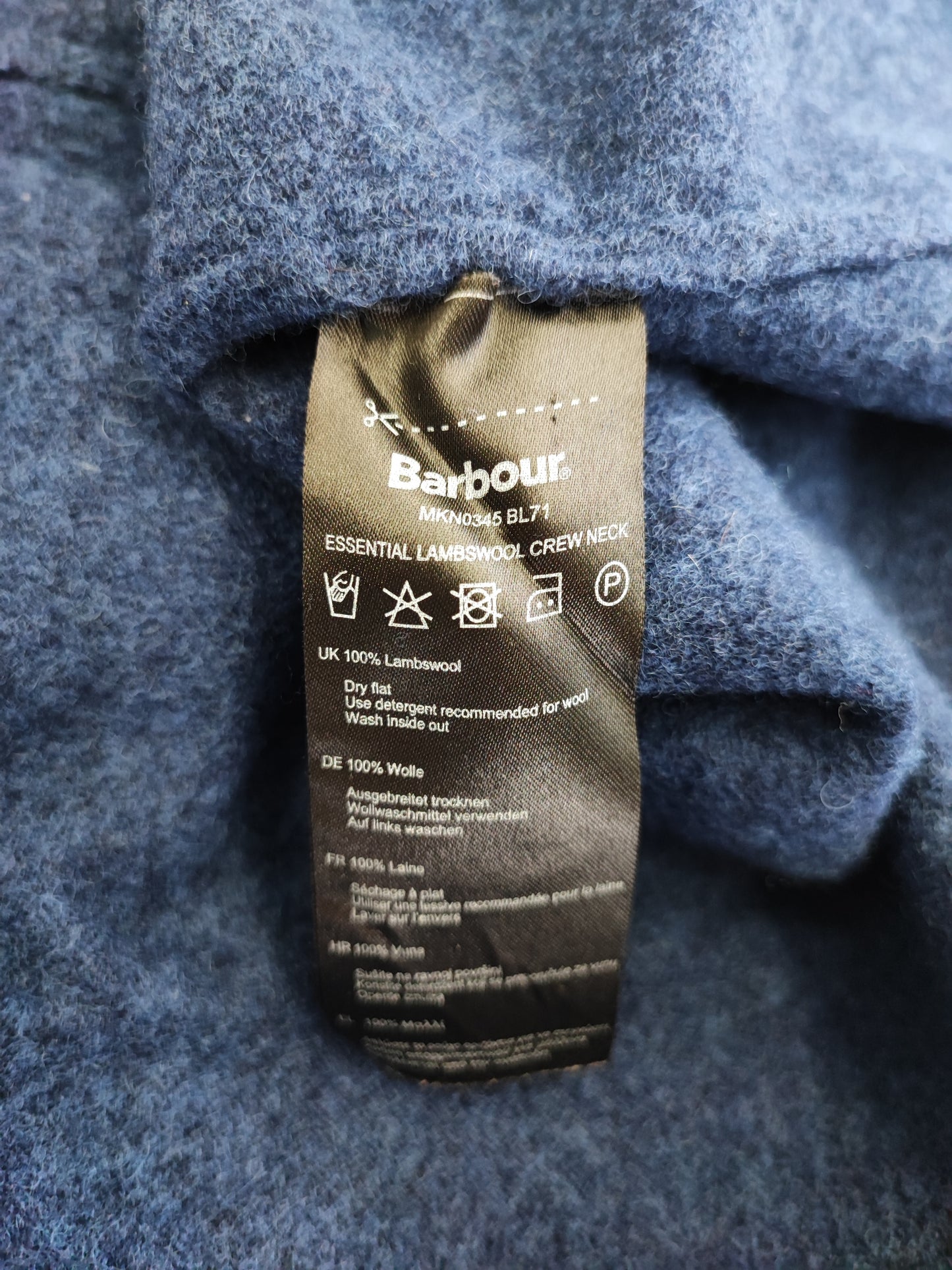 Maglione Barbour Blu In lana Medium - Lambswool Blue Crew Neck Jumper Size Medium