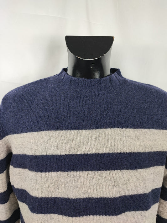 Maglione Barbour a righe Blu In lana Large - Stockman Stripe Crew Neck Blue Crew Neck Jumper Size Large