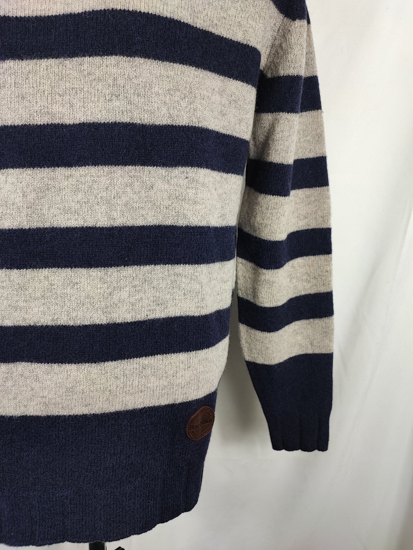 Maglione Barbour a righe Blu In lana Large - Stockman Stripe Crew Neck Blue Crew Neck Jumper Size Large