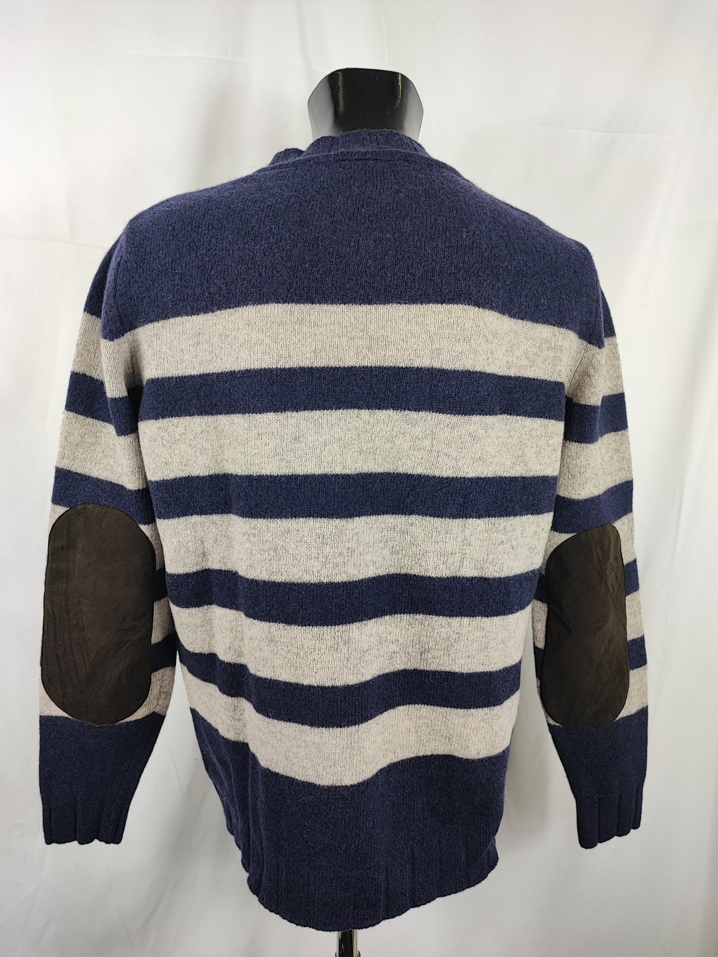 Maglione Barbour a righe Blu In lana Large - Stockman Stripe Crew Neck Blue Crew Neck Jumper Size Large