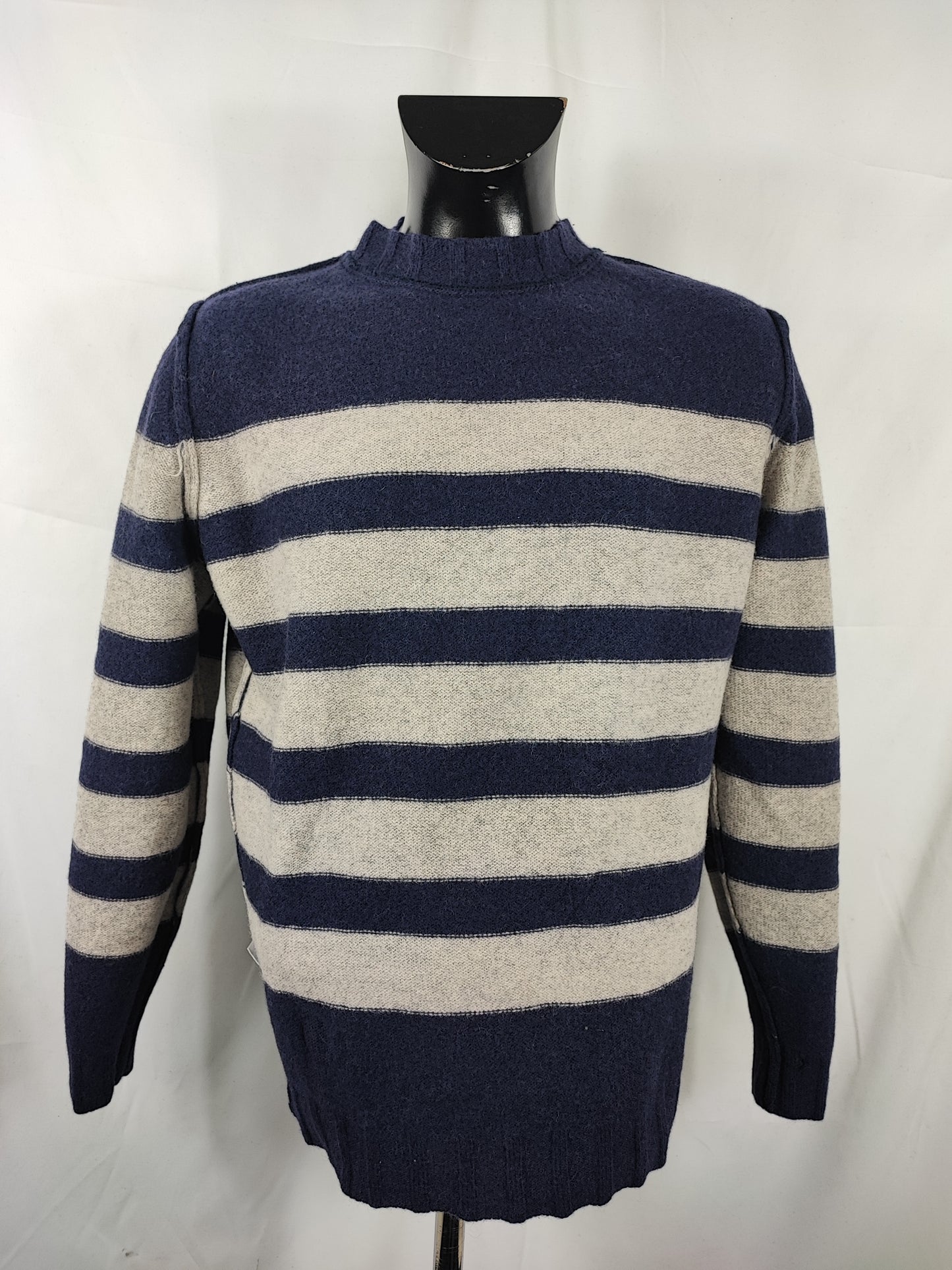 Maglione Barbour a righe Blu In lana Large - Stockman Stripe Crew Neck Blue Crew Neck Jumper Size Large