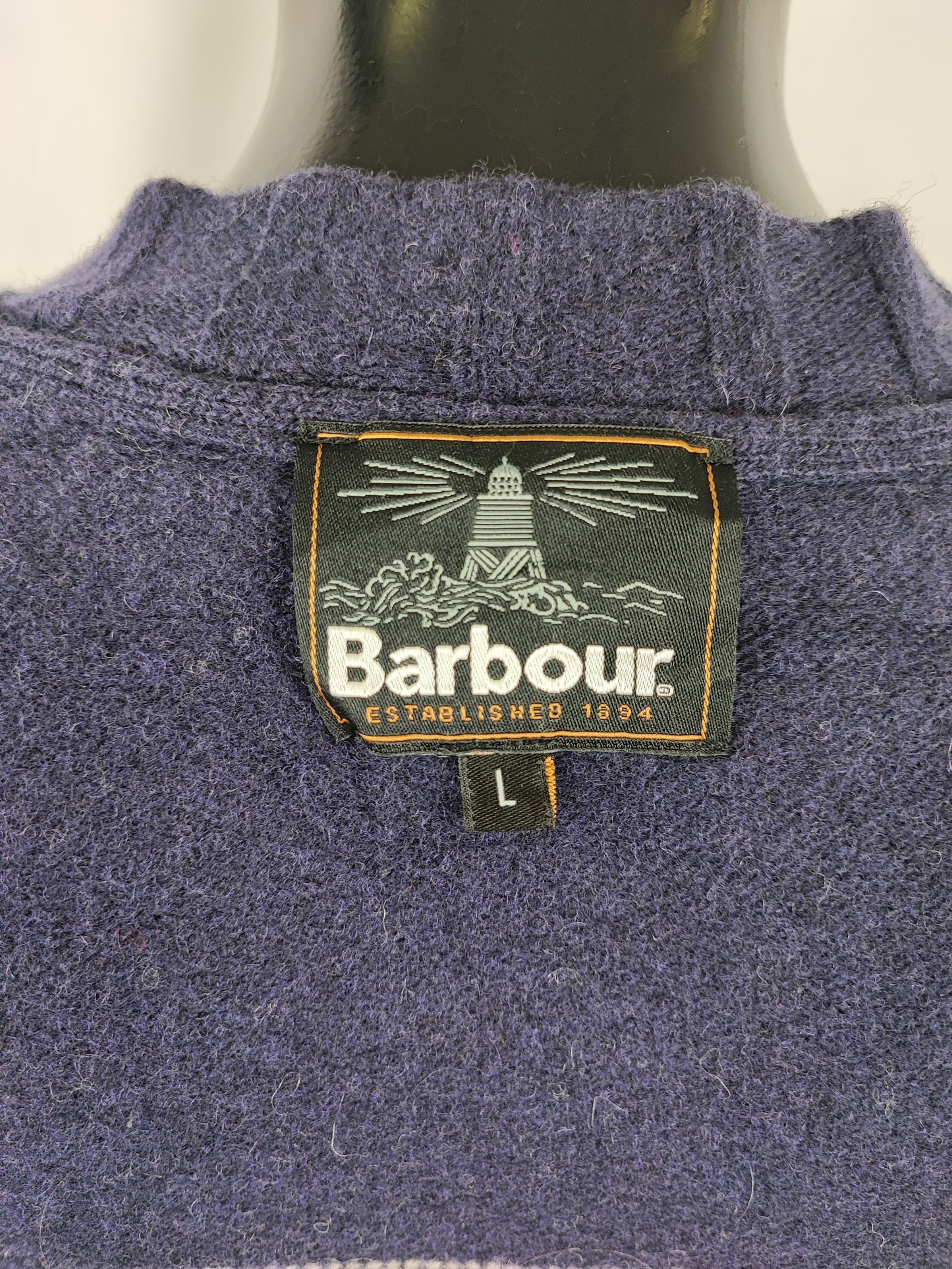 Maglione Barbour a righe Blu In lana Large - Stockman Stripe Crew Neck Blue Crew Neck Jumper Size Large