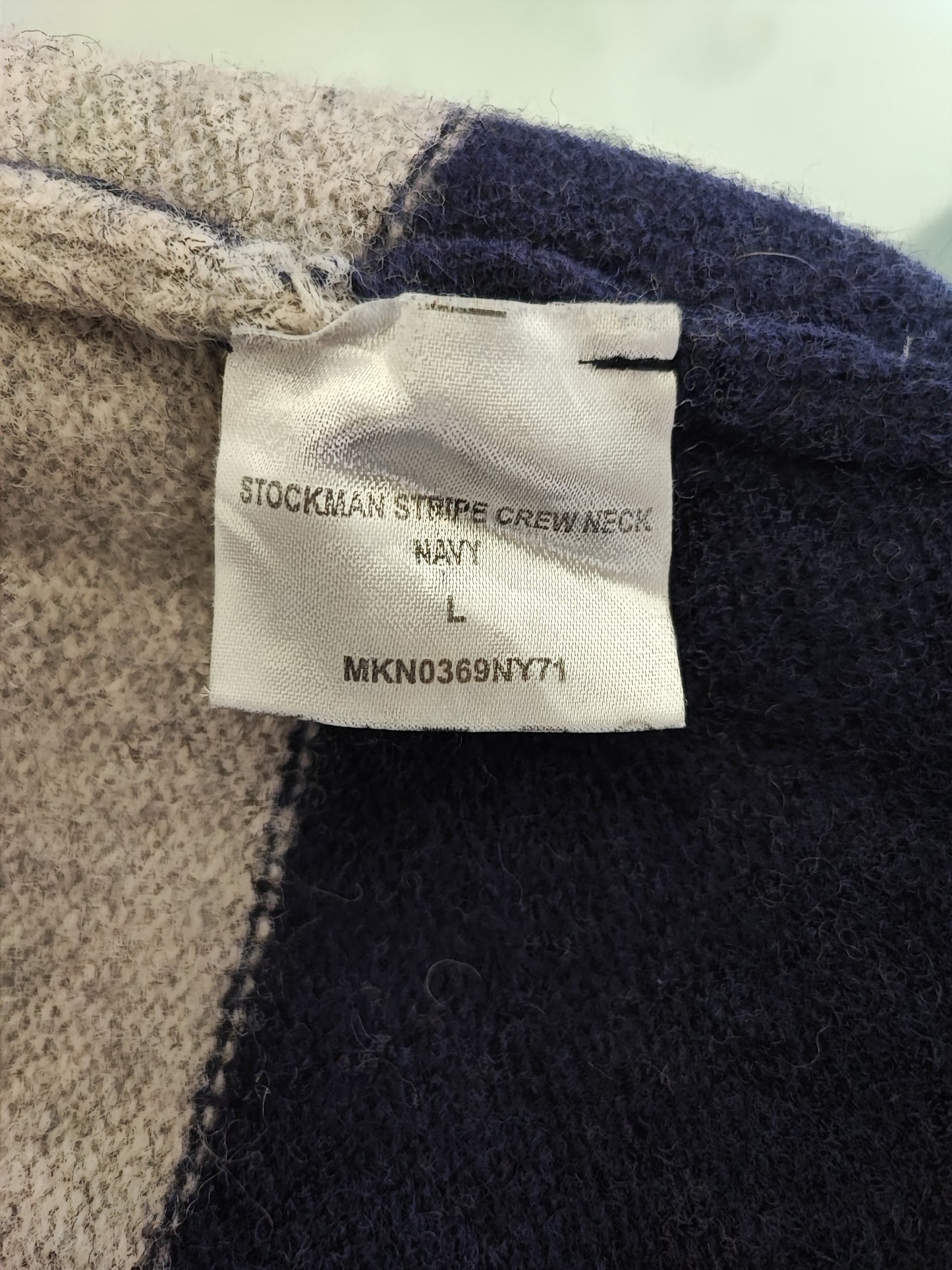 Maglione Barbour a righe Blu In lana Large - Stockman Stripe Crew Neck Blue Crew Neck Jumper Size Large