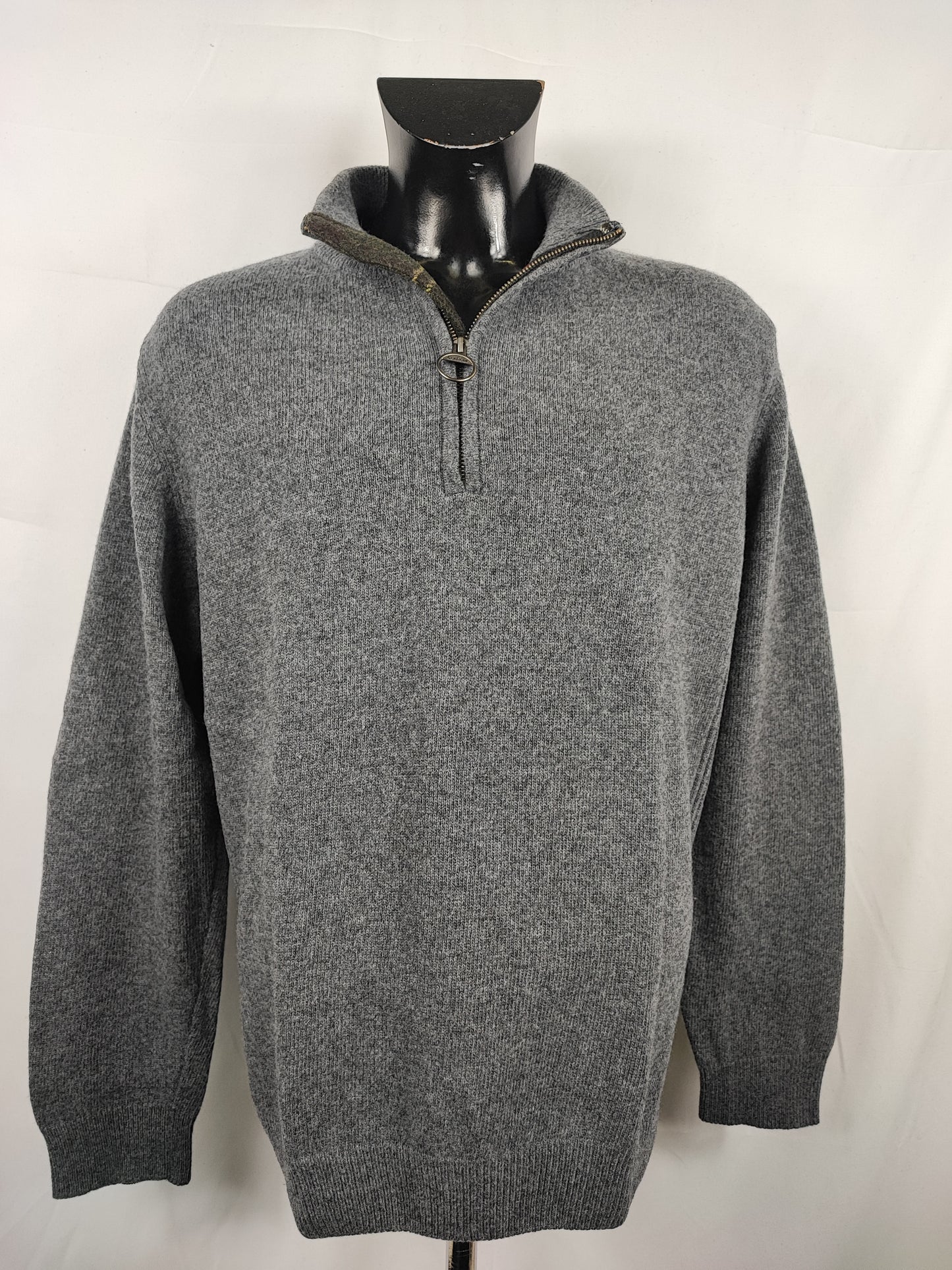 Maglione Barbour da uomo in lana grigio XL - Man Wool Grey Jumper Size XLarge