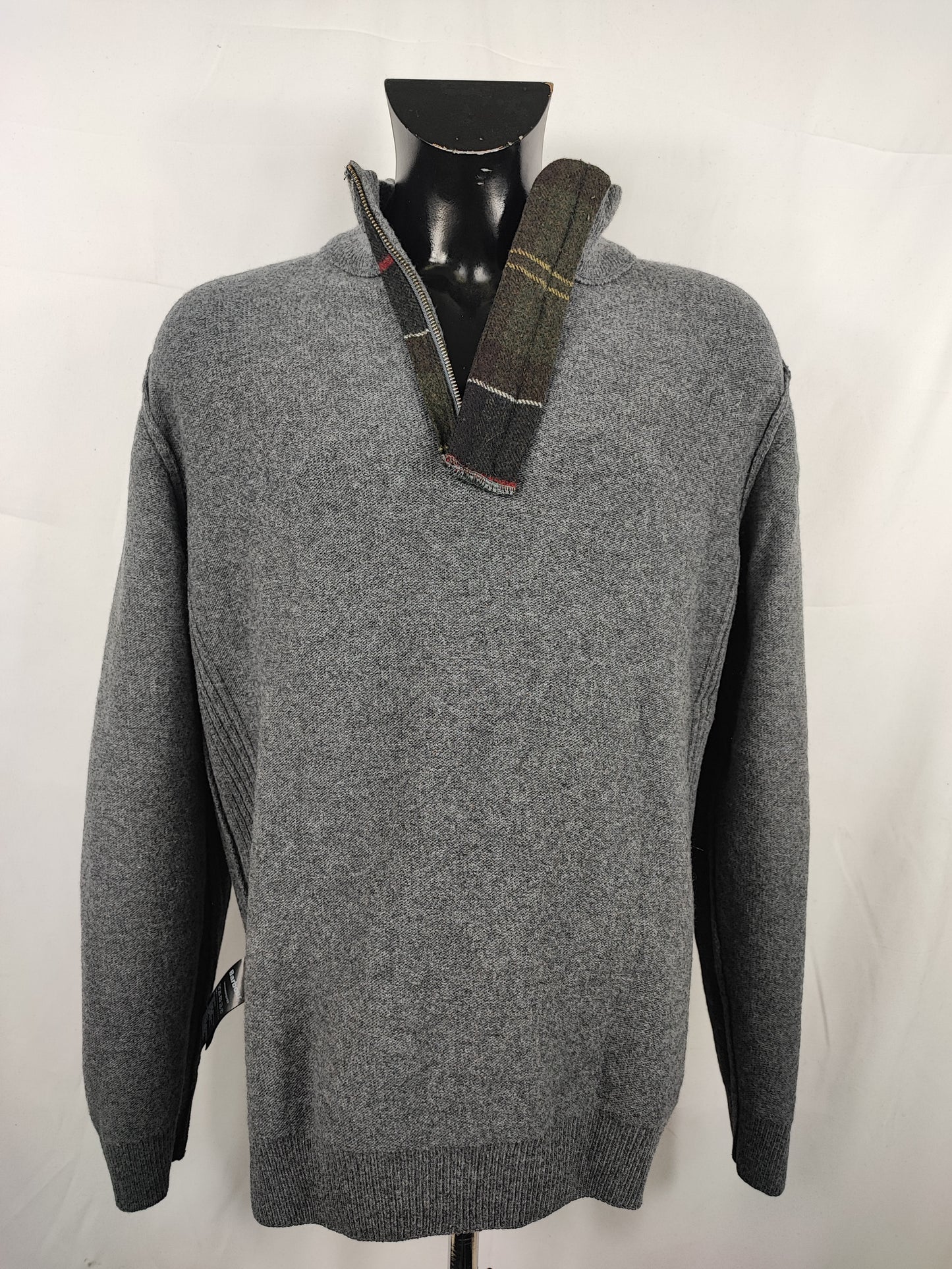 Maglione Barbour da uomo in lana grigio XL - Man Wool Grey Jumper Size XLarge