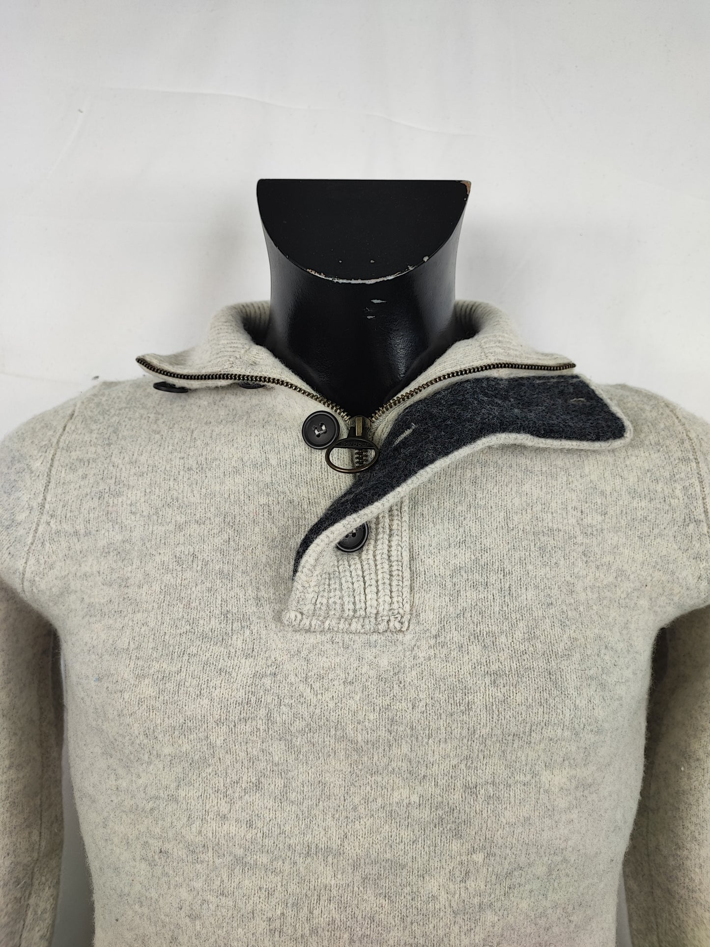 Maglione Barbour da uomo in lana bianco Small - Man Wool White Jumper Size Small