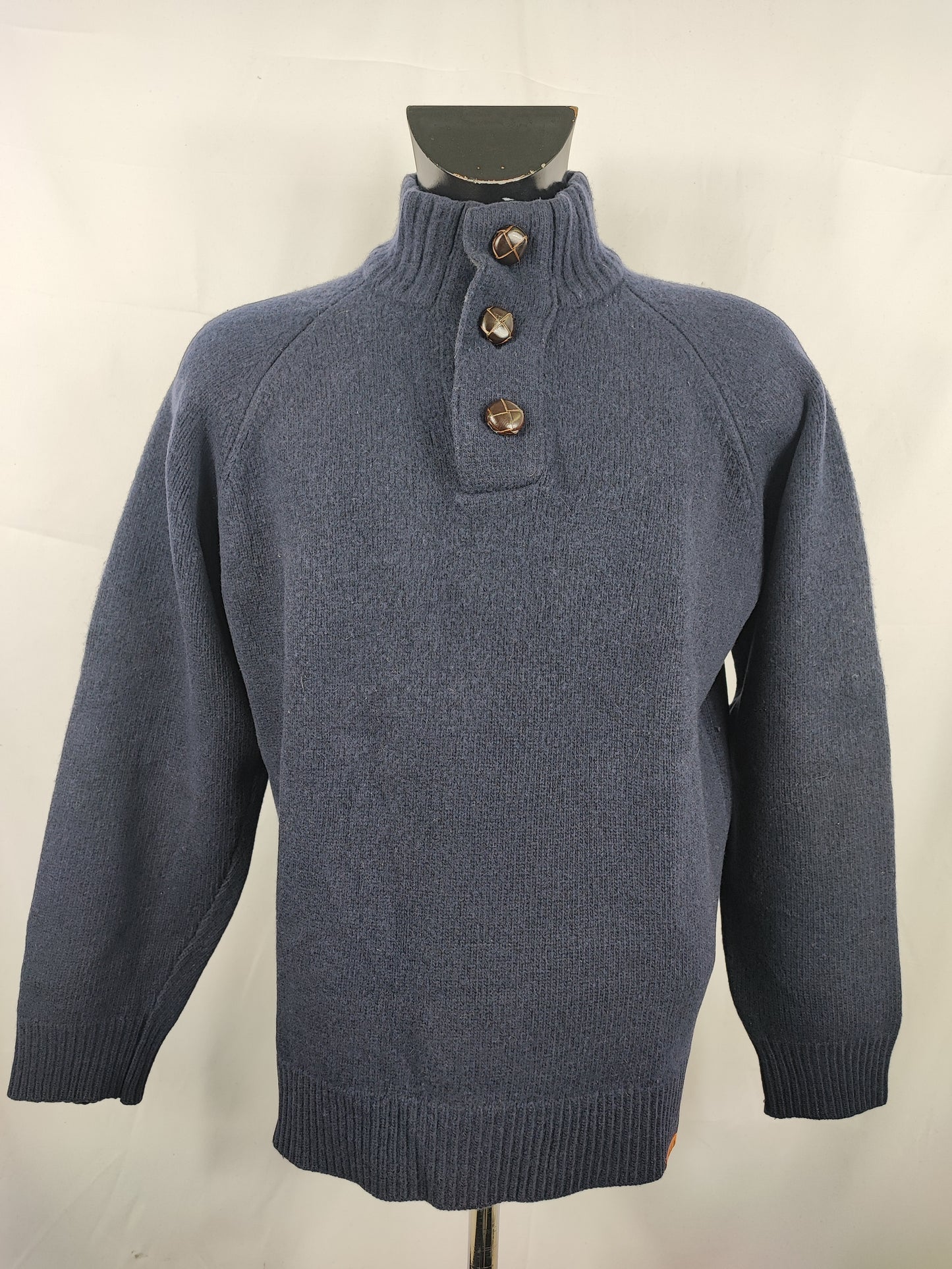 Maglione Barbour da uomo in lana blu Xlarge- Man Wool Navy Chunky Half button Size xl
