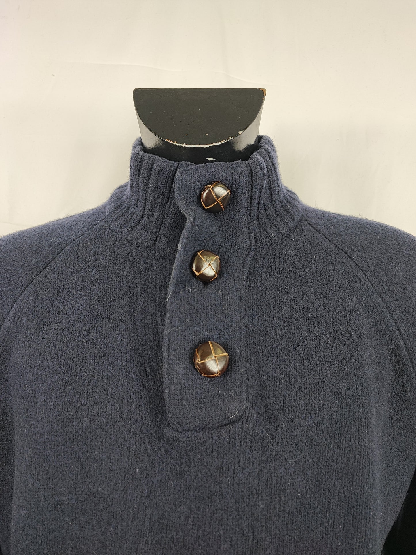 Maglione Barbour da uomo in lana blu Xlarge- Man Wool Navy Chunky Half button Size xl