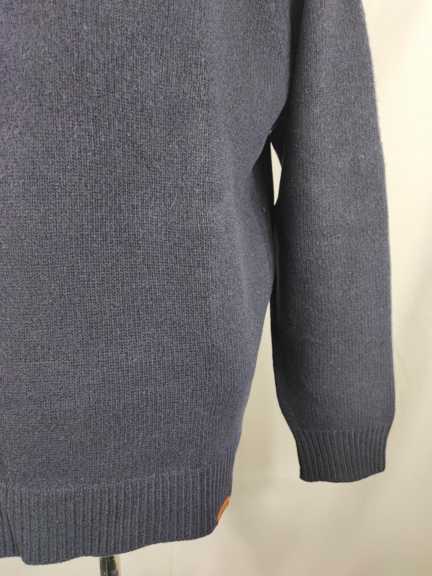 Maglione Barbour da uomo in lana blu Xlarge- Man Wool Navy Chunky Half button Size xl