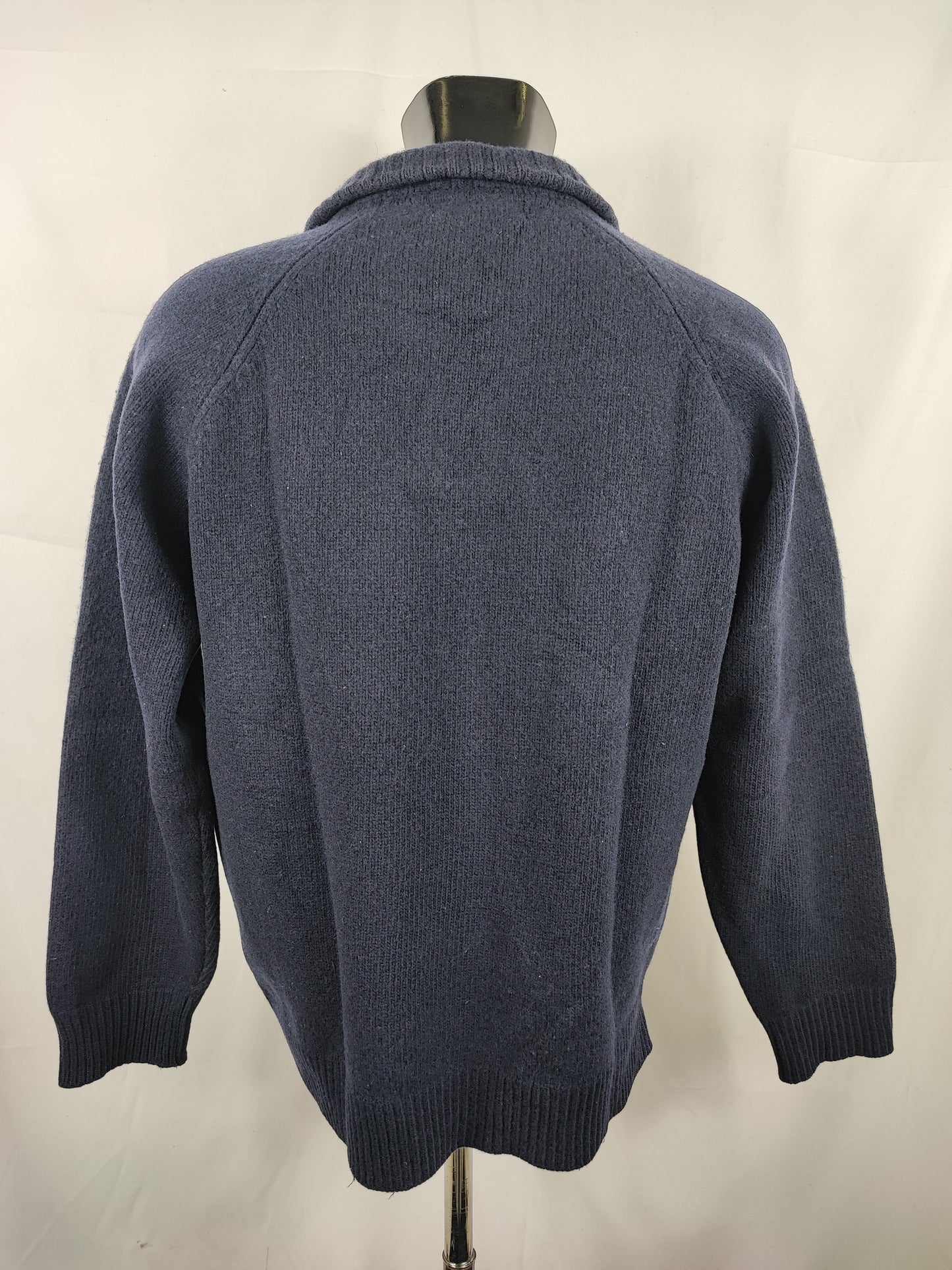 Maglione Barbour da uomo in lana blu Xlarge- Man Wool Navy Chunky Half button Size xl