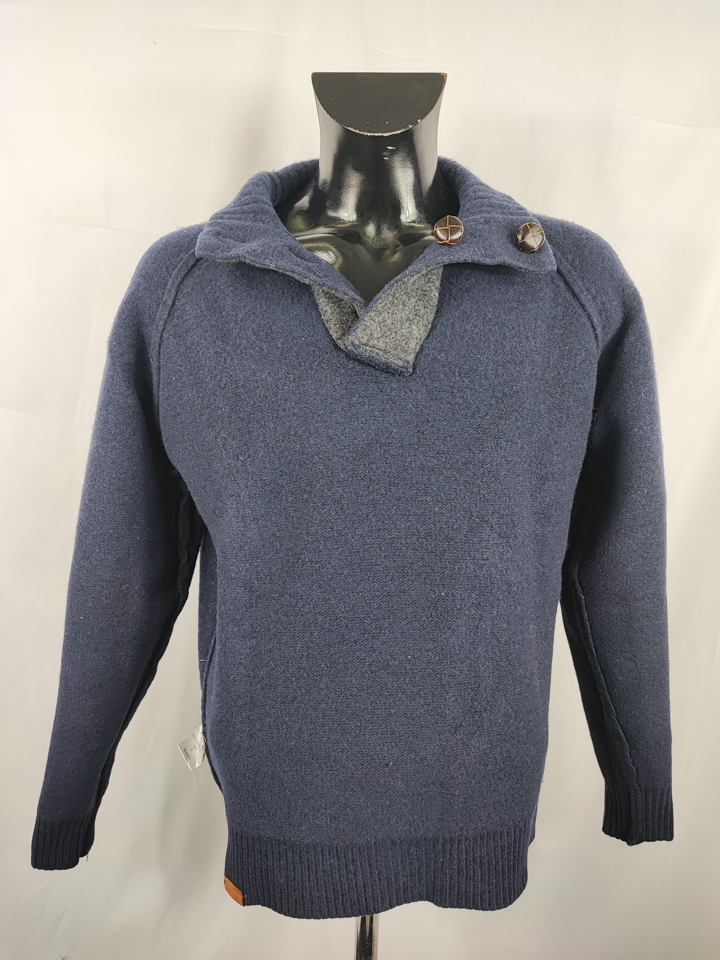 Maglione Barbour da uomo in lana blu Xlarge- Man Wool Navy Chunky Half button Size xl