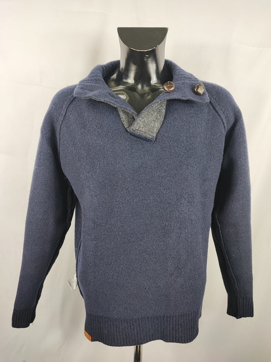 Maglione Barbour da uomo in lana blu Xlarge-  Man Wool Navy Chunky Half button Size xl