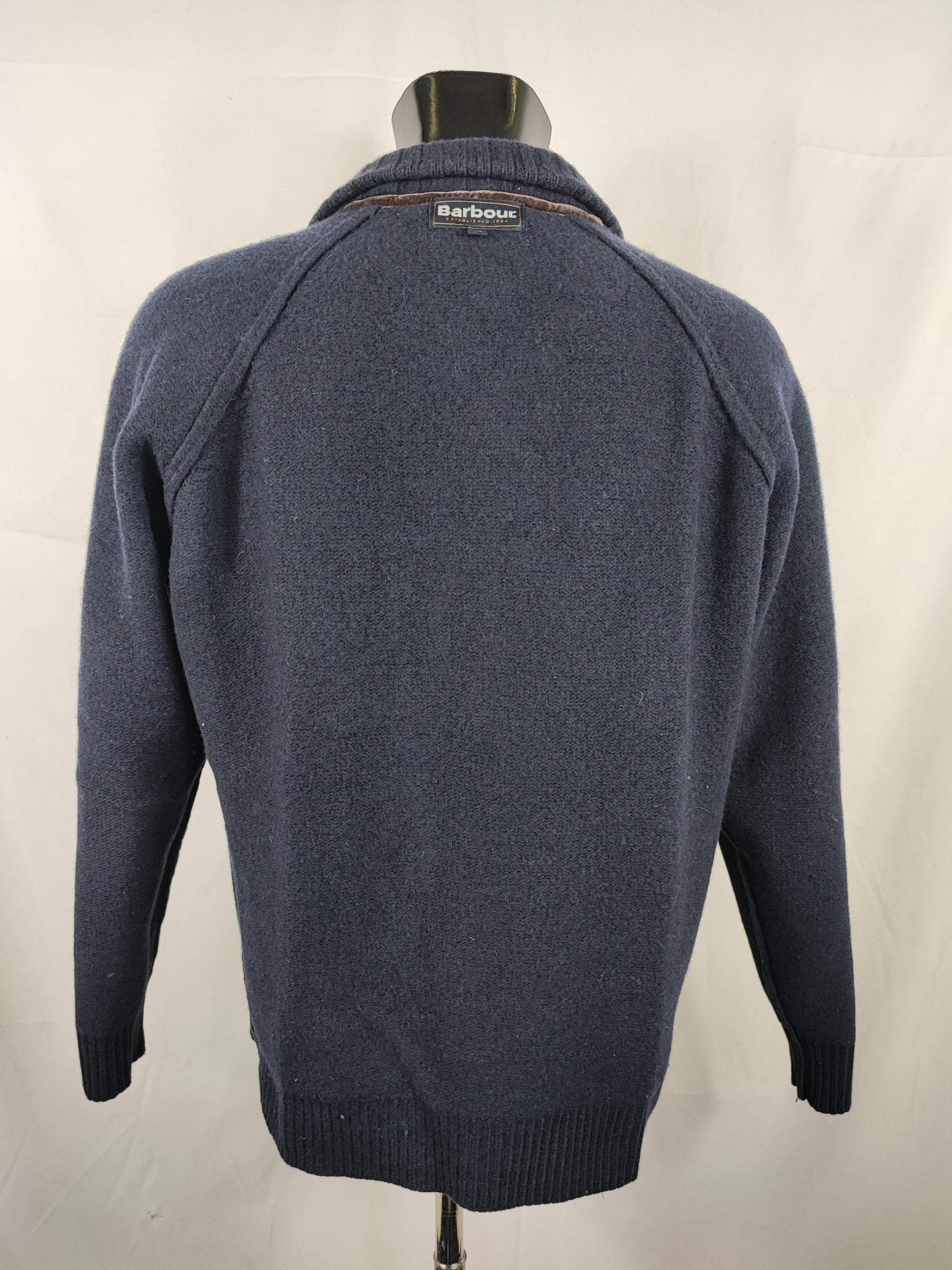 Maglione Barbour da uomo in lana blu Xlarge- Man Wool Navy Chunky Half button Size xl