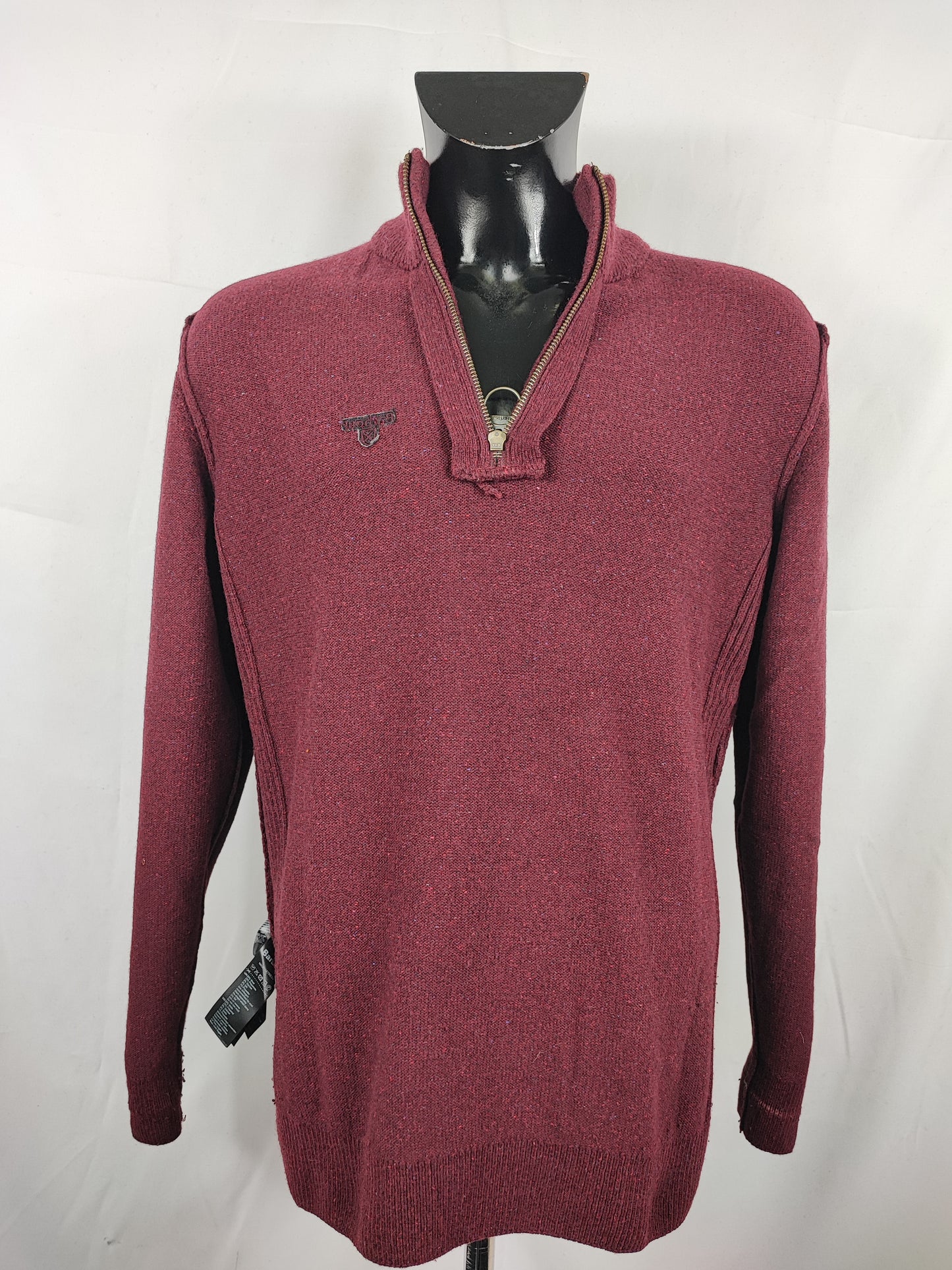 Maglione Barbour da uomo in lana Bordeaux Medium
