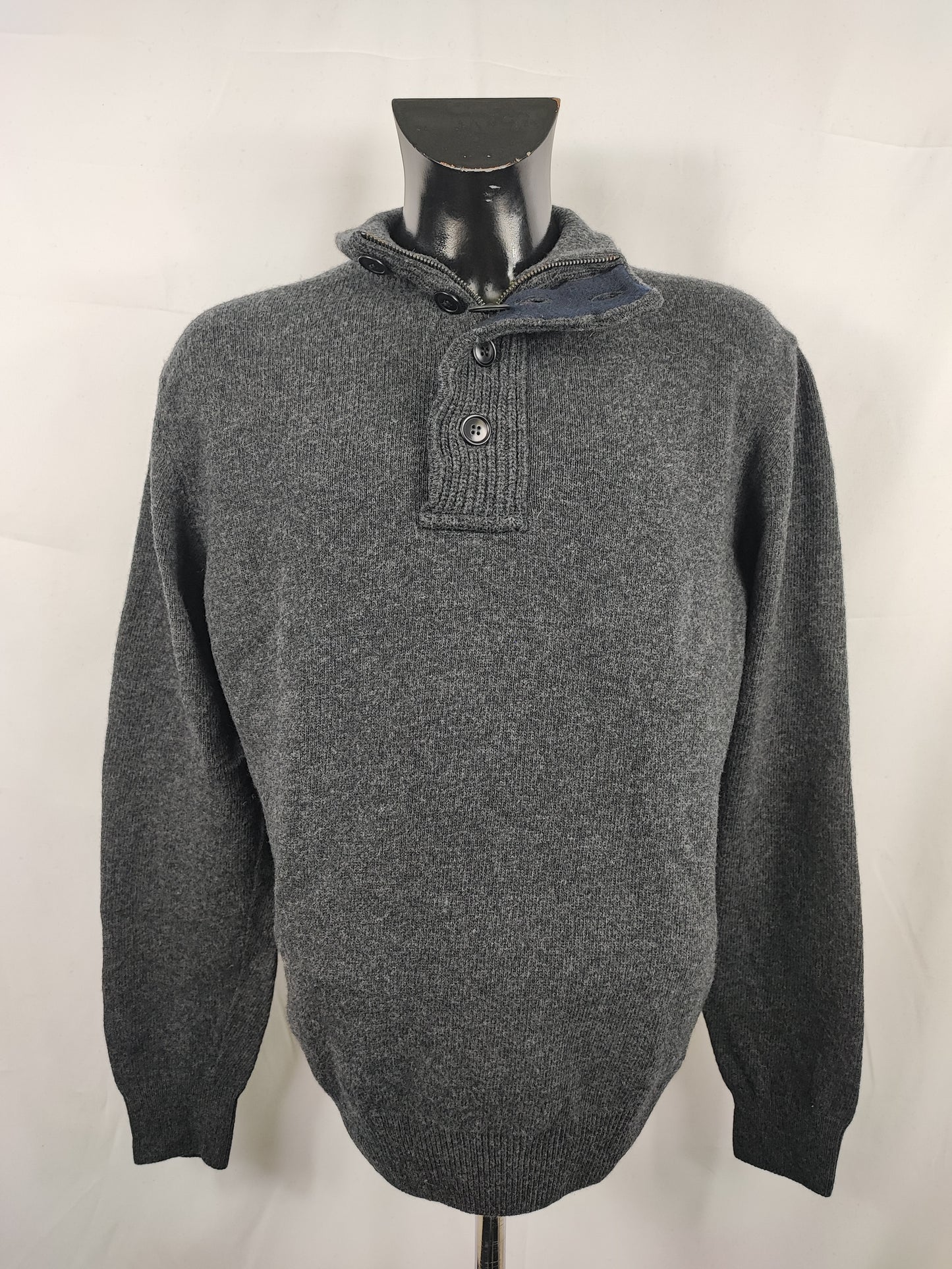 Maglione Barbour da uomo in lana grigio Large- Man Wool Grey Size Large