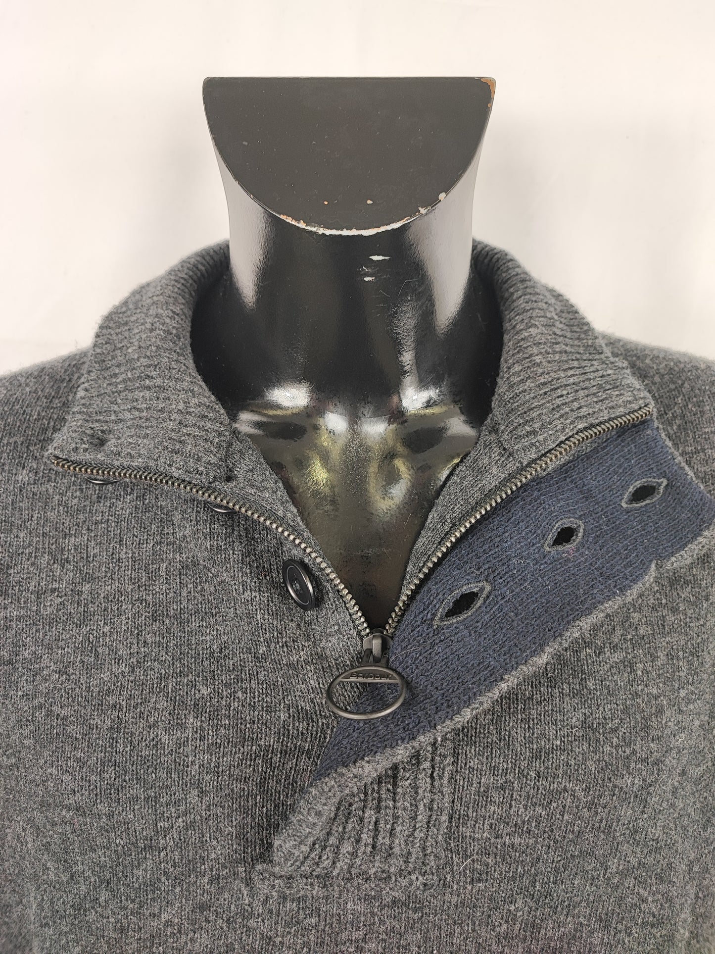 Maglione Barbour da uomo in lana grigio Large- Man Wool Grey Size Large
