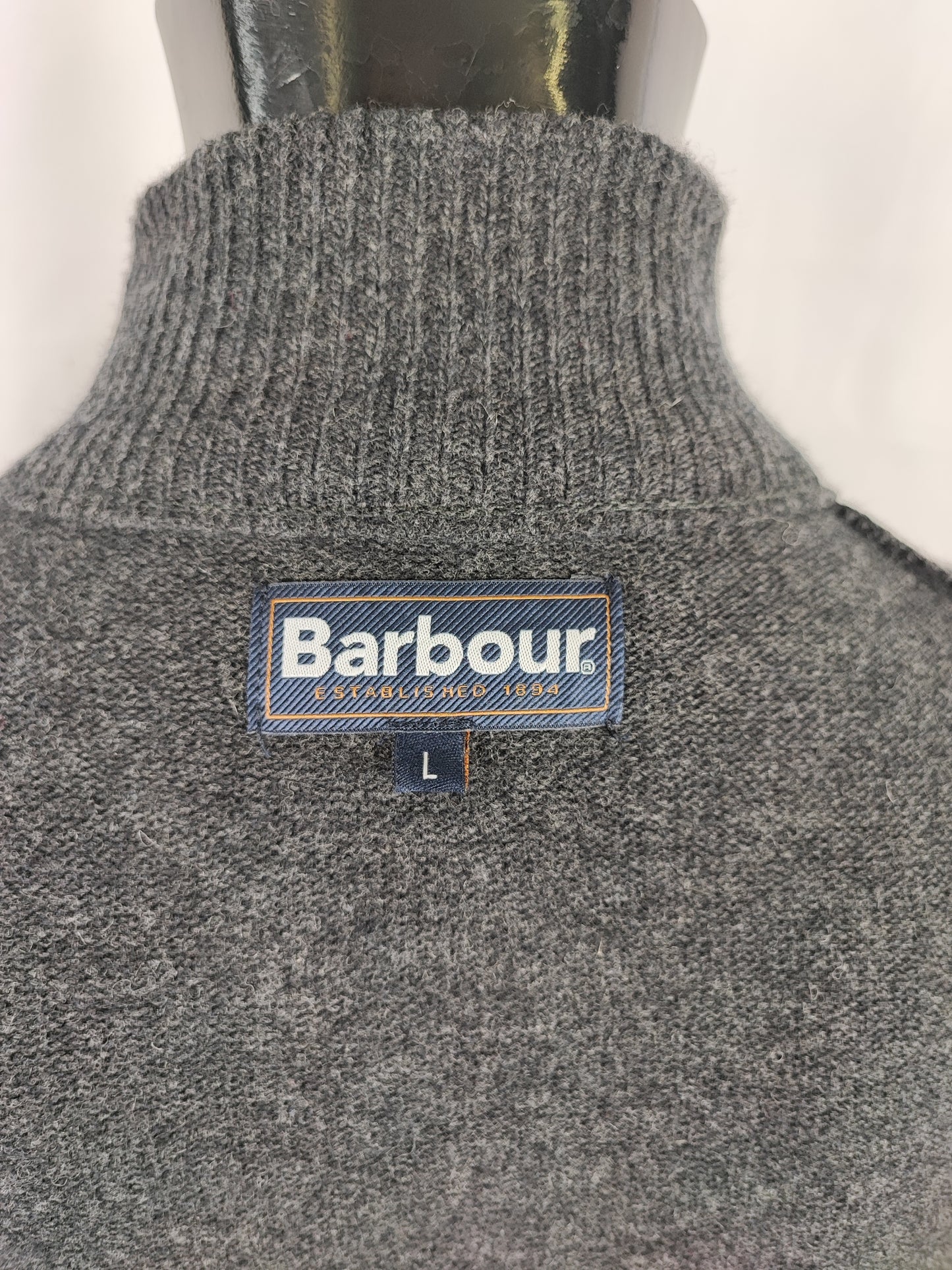 Maglione Barbour da uomo in lana grigio Large- Man Wool Grey Size Large