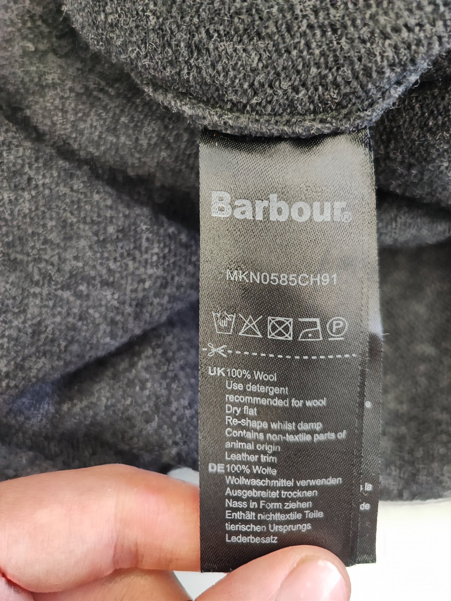 Maglione Barbour da uomo in lana grigio Large- Man Wool Grey Size Large