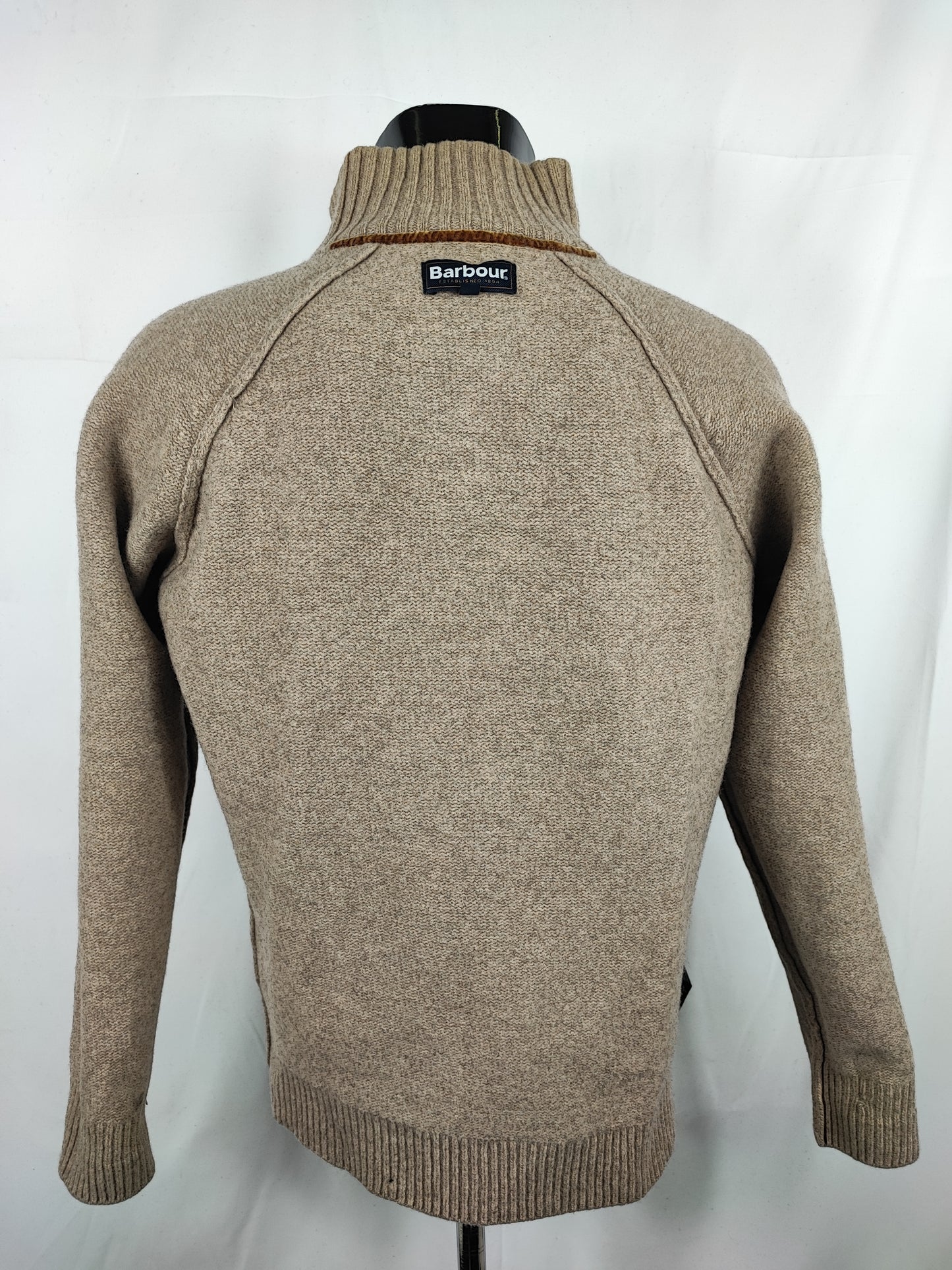 Maglione Barbour Beige in lana Large - Essential Chunky Half Botton Jumper Beige Size L